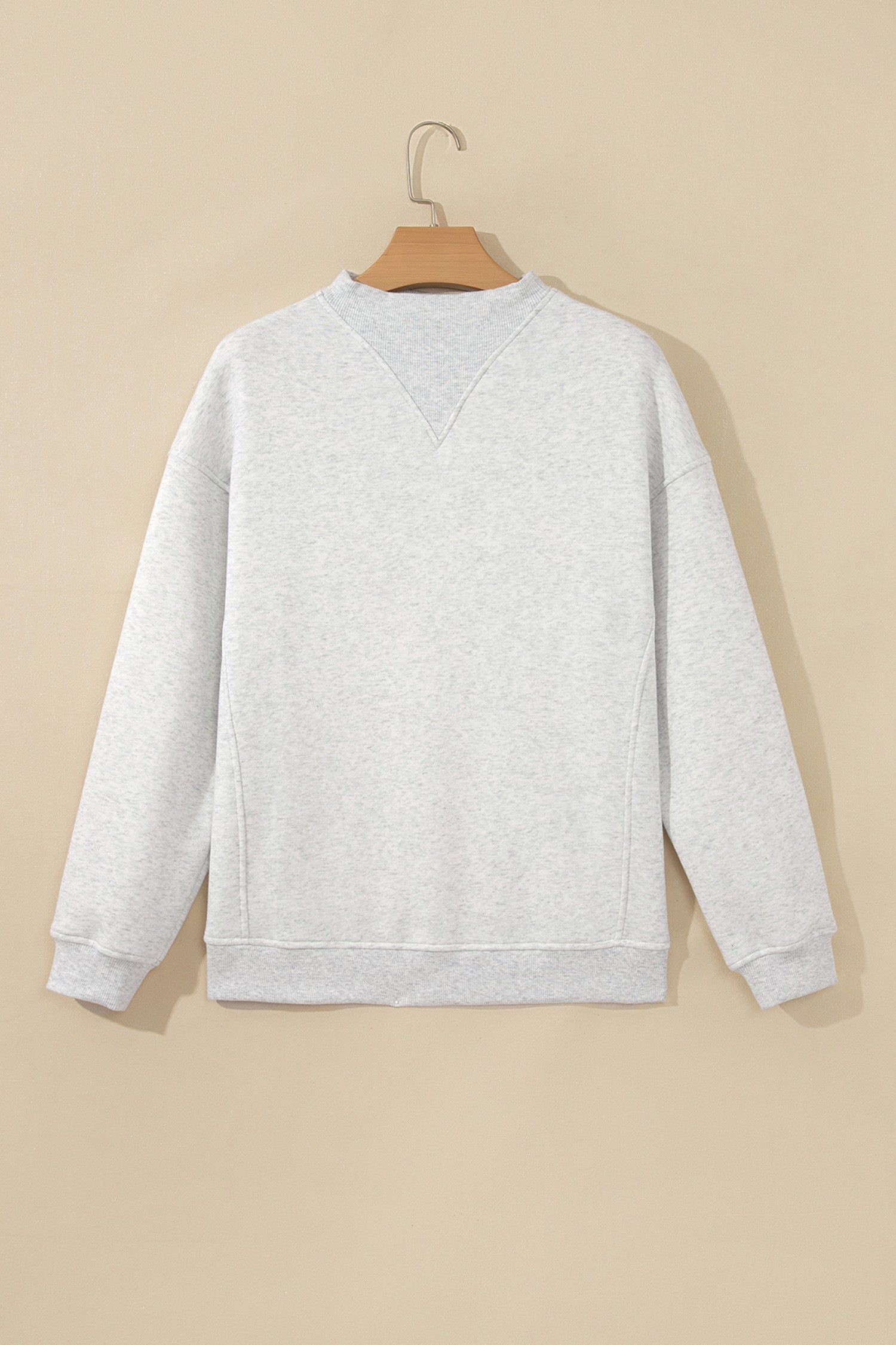 Light Grey High Neck Ribbed Cuff Hem Sweatshirt