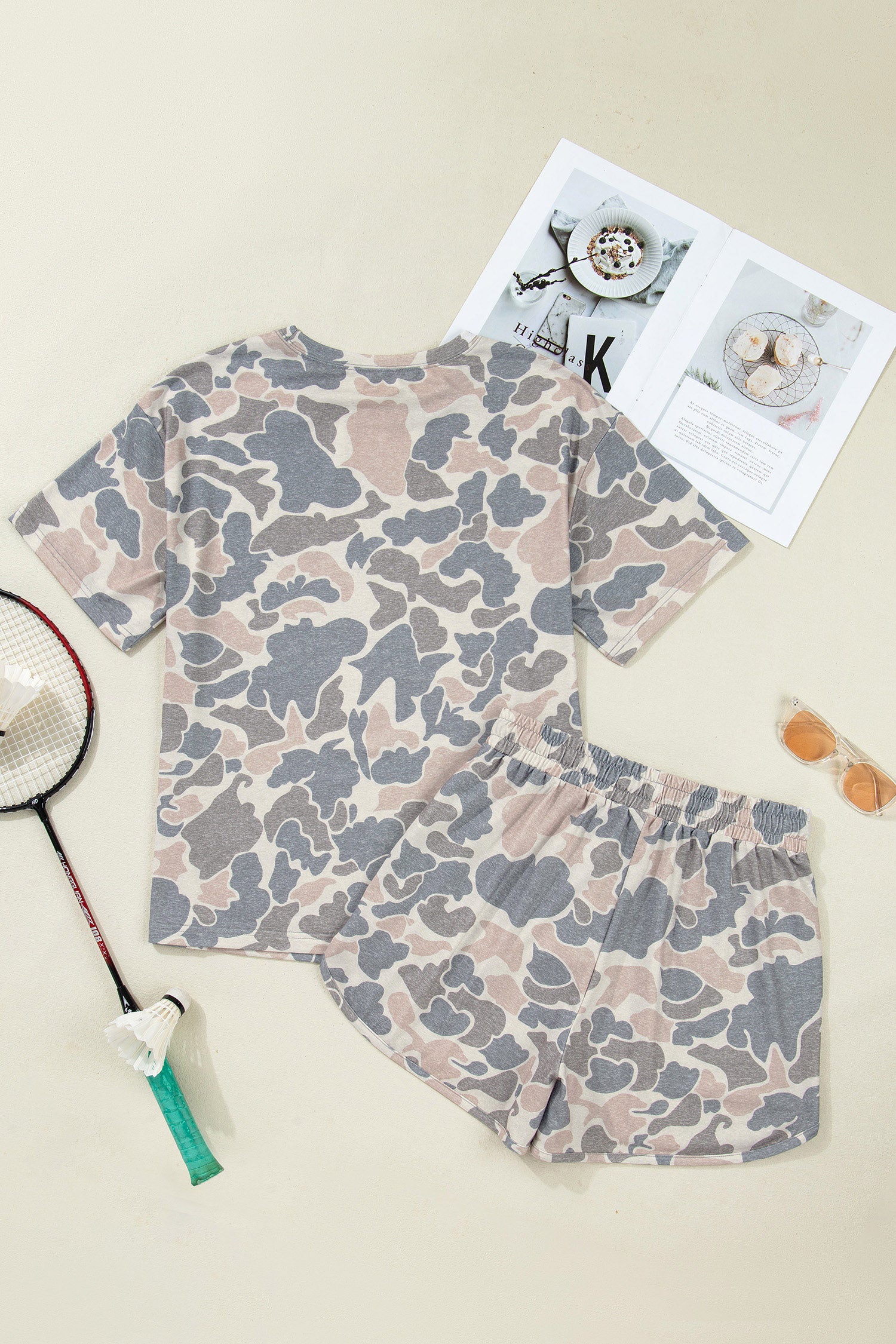 Multicolour JESUS LOVES YOU Camouflage Print Shot Two Piece Set