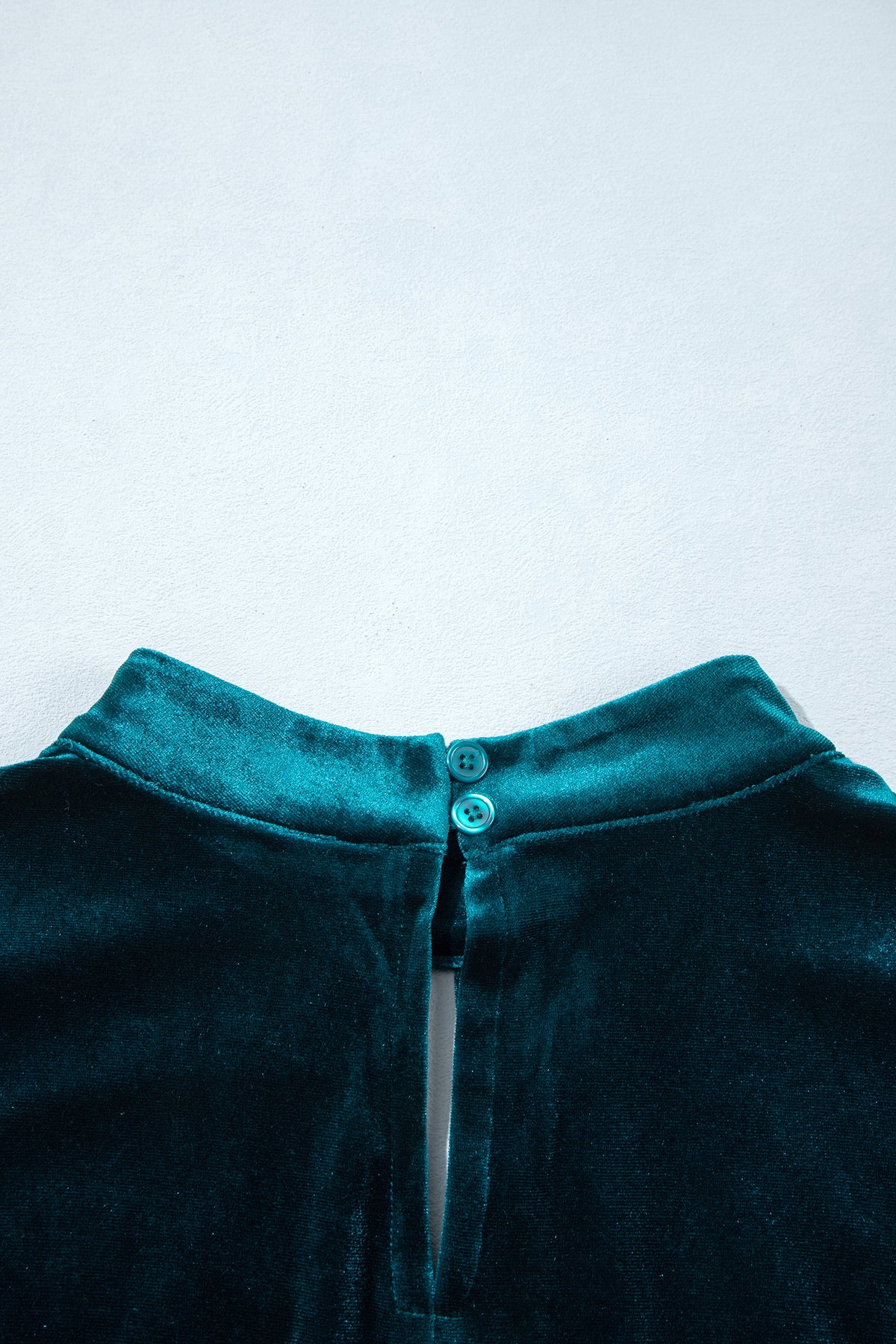 Skobeloff High Neck Keyhole Detail Long Sleeve Velvet Mini Dress