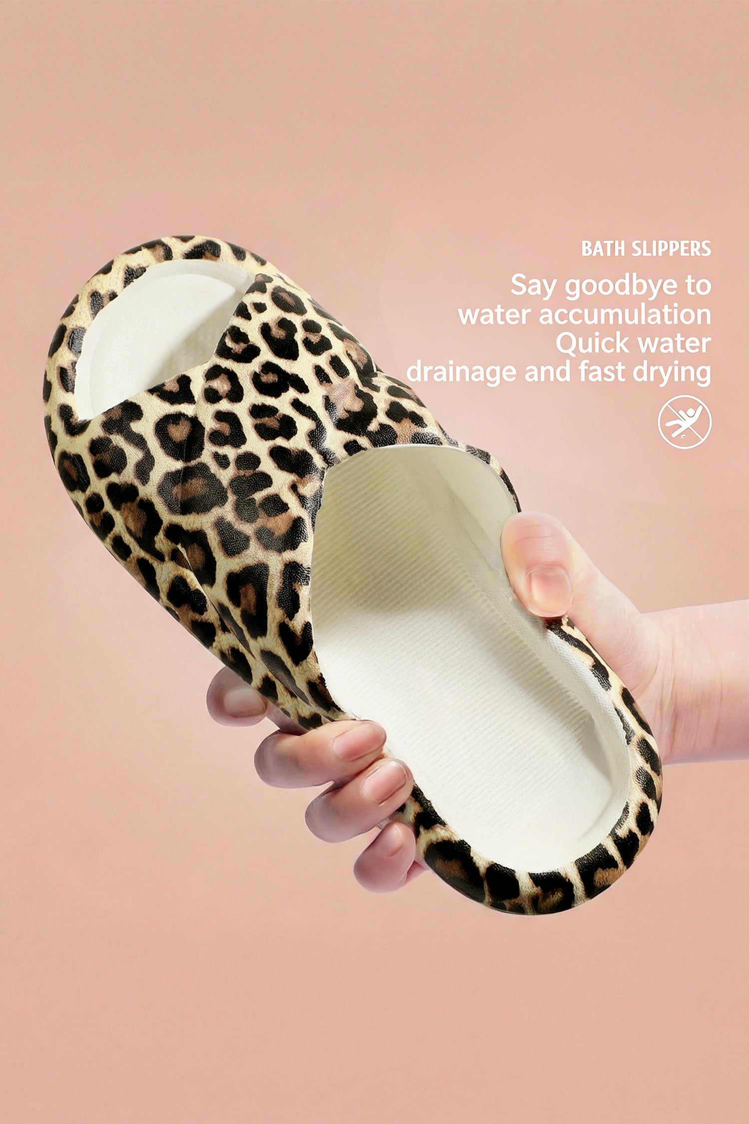 White Leopard Print Crossed Band Slip-on EVA Sole Slippers
