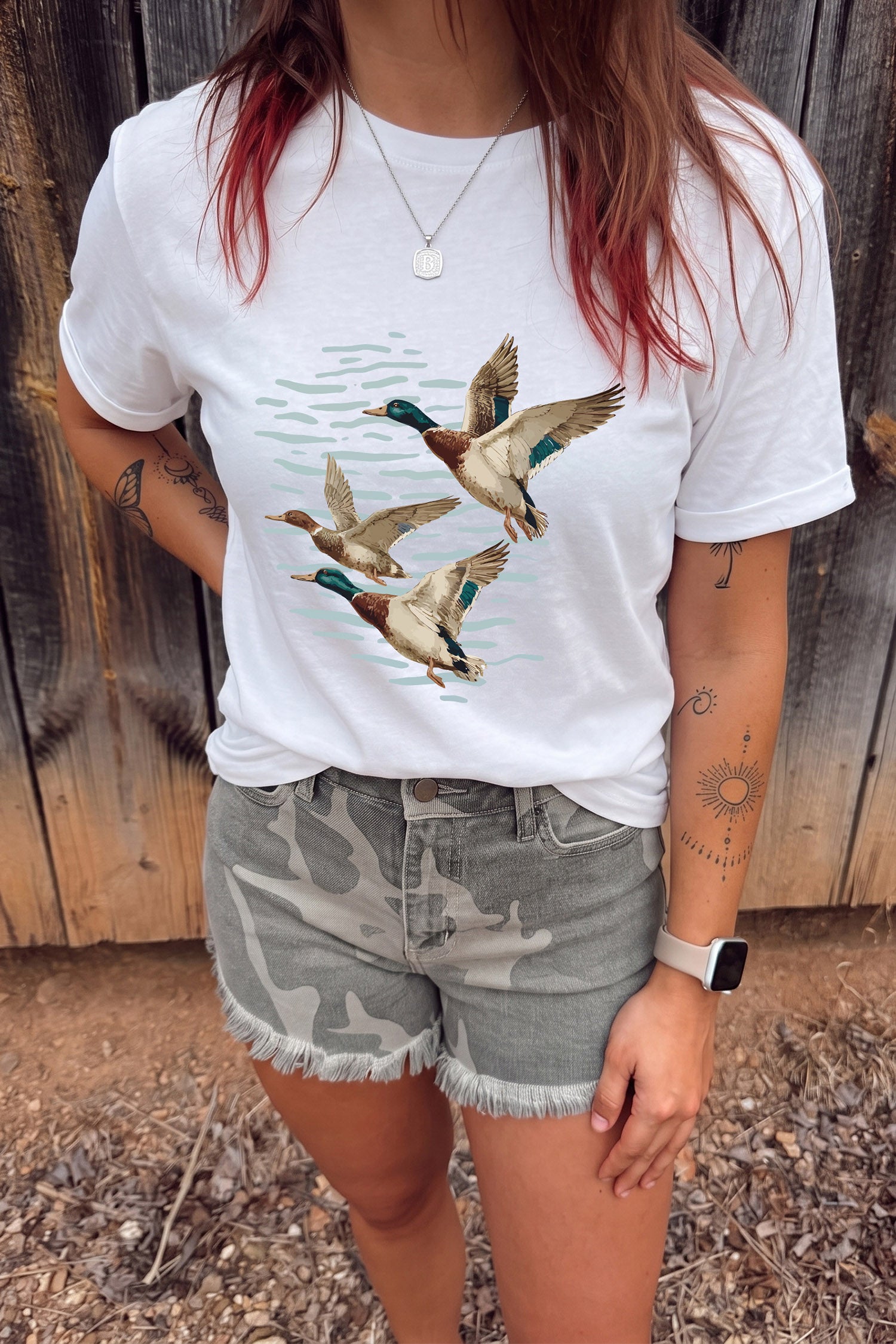 White Western Mallard Lake Graphic Casual Graphic T Shirt