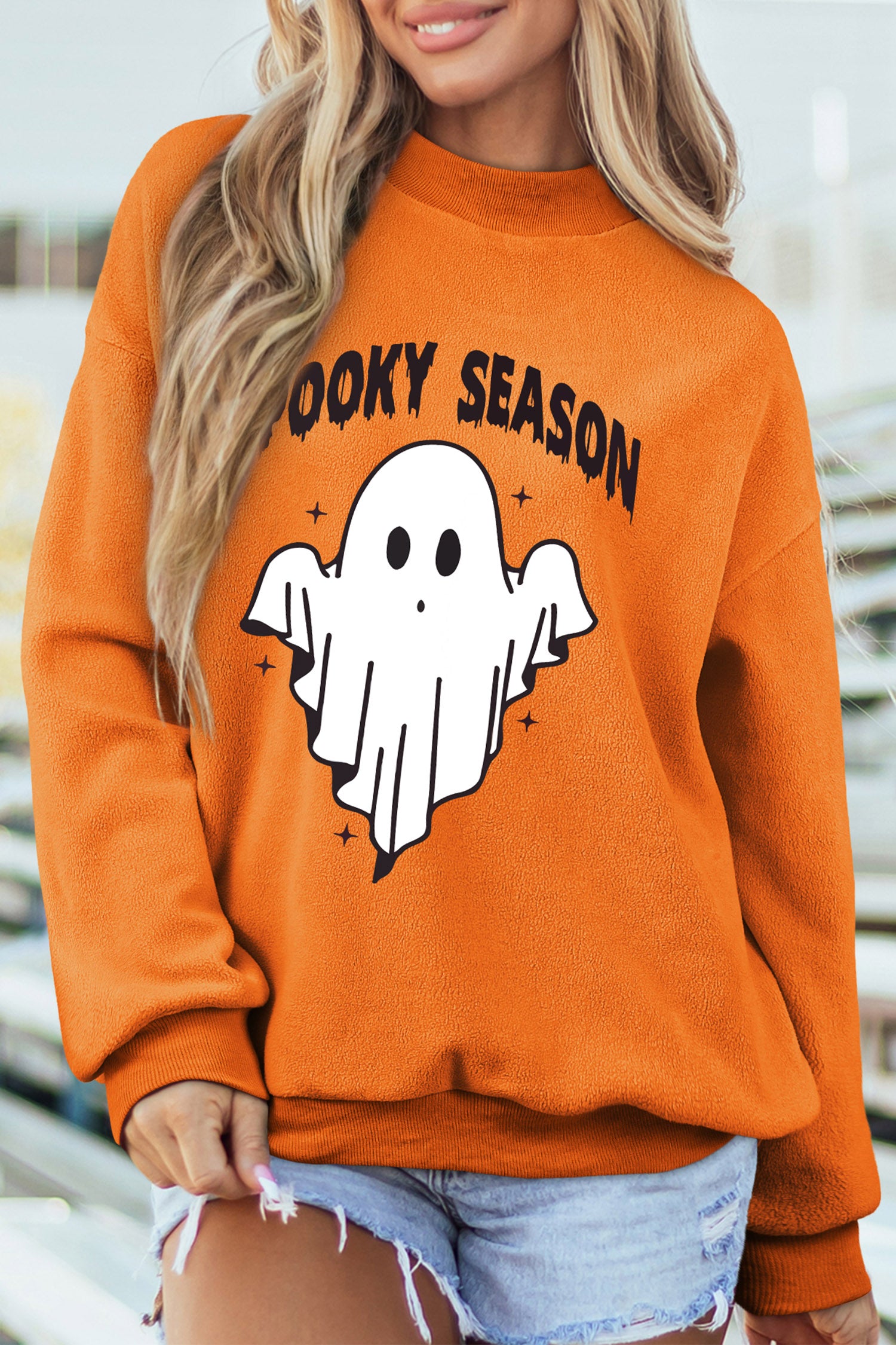 Carrot Spooky Season Mock Neck Halloween Sweatshirt