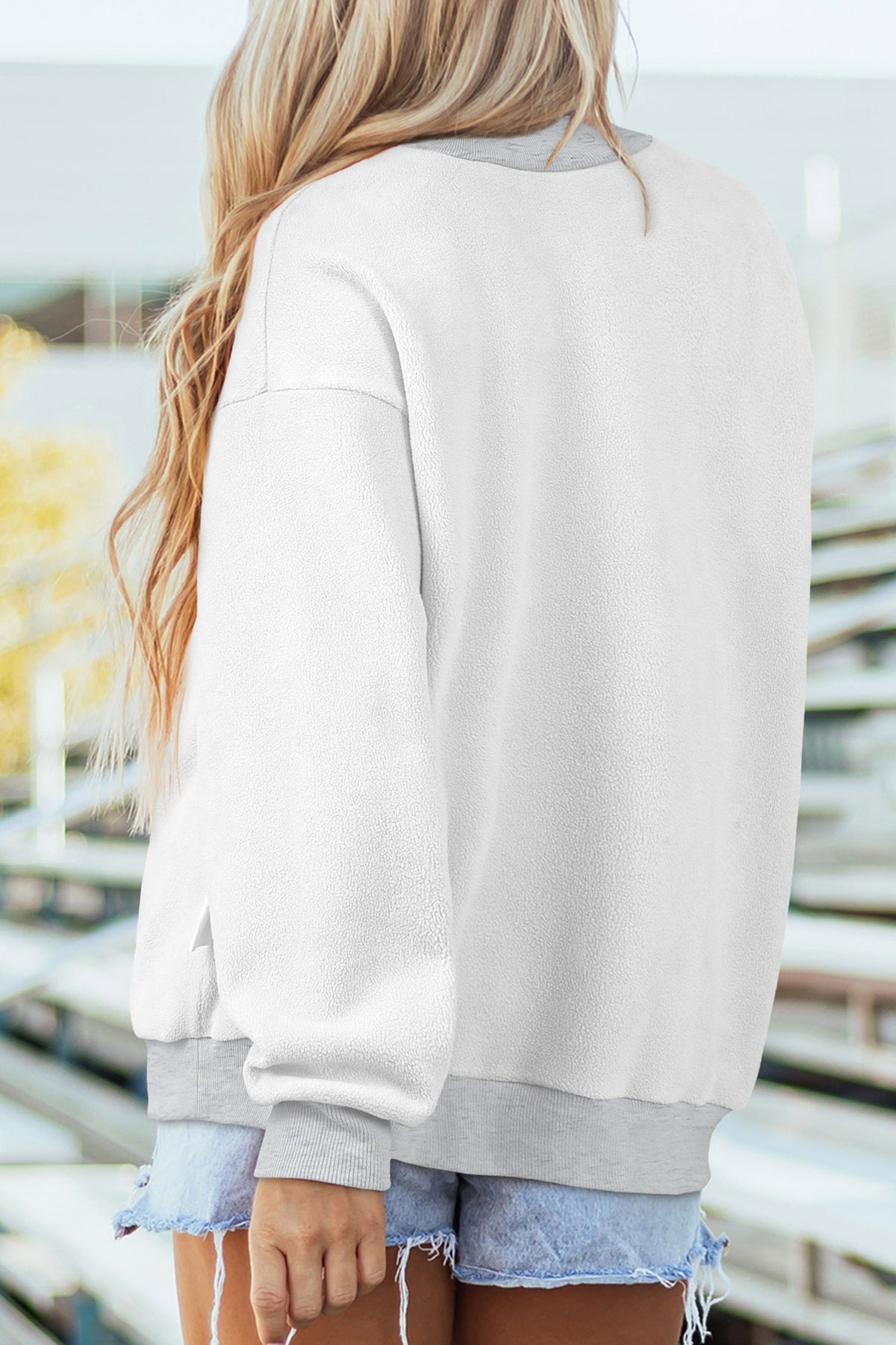 Light Grey BOO/ Halloween Bat Printed Reversible Mock Neck Pullover Sweatshirt