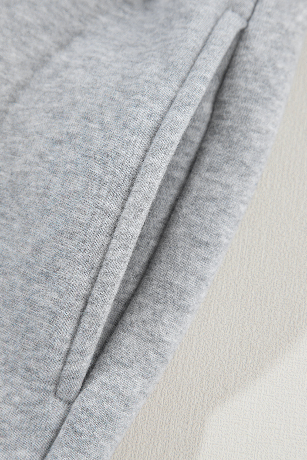 Light Grey Solid Color Crisscross Elastic Waist Sweatpants