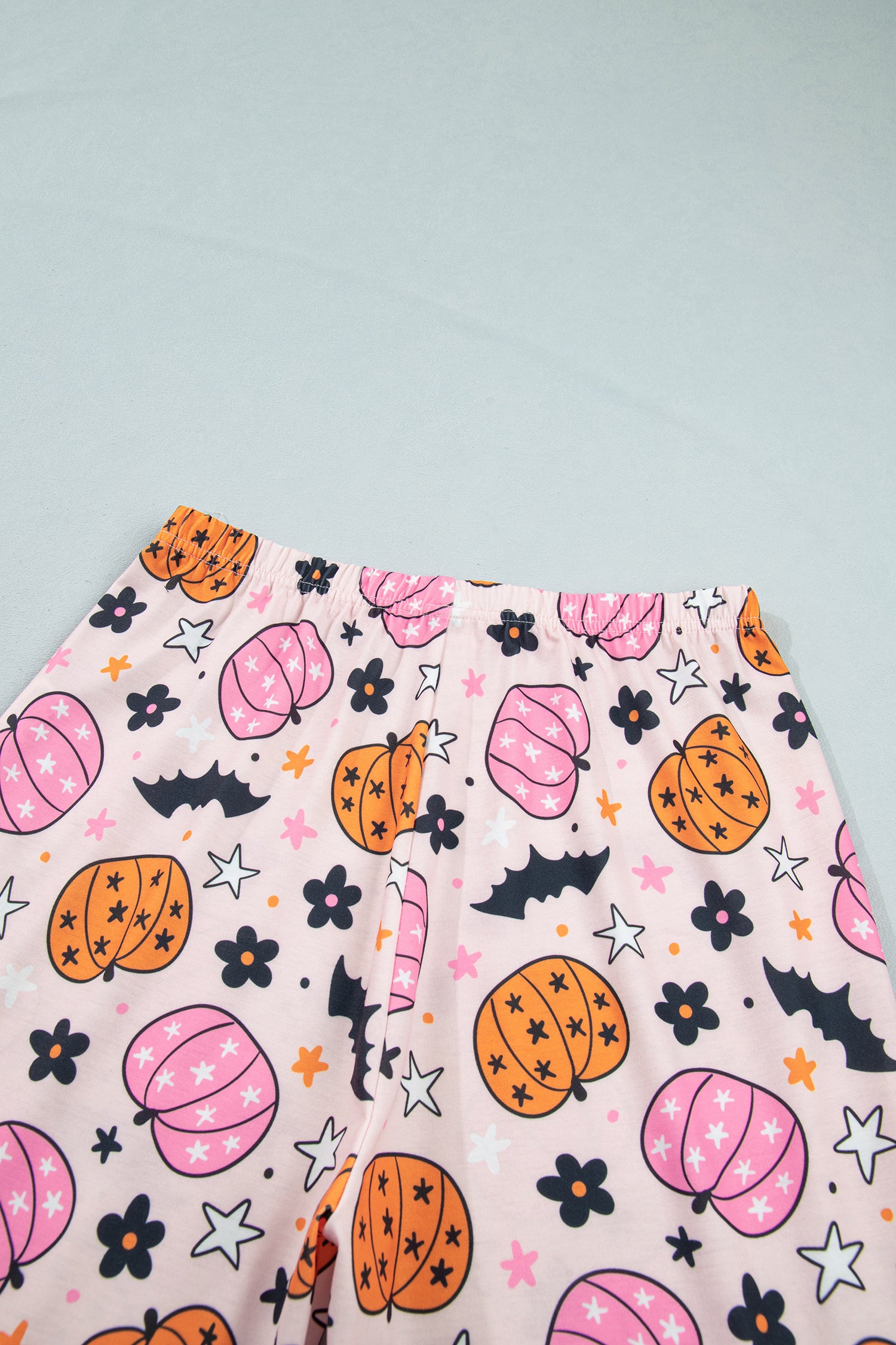 Pink Halloween Pumpkin Print Long Sleeve Home Wear Lounge Set