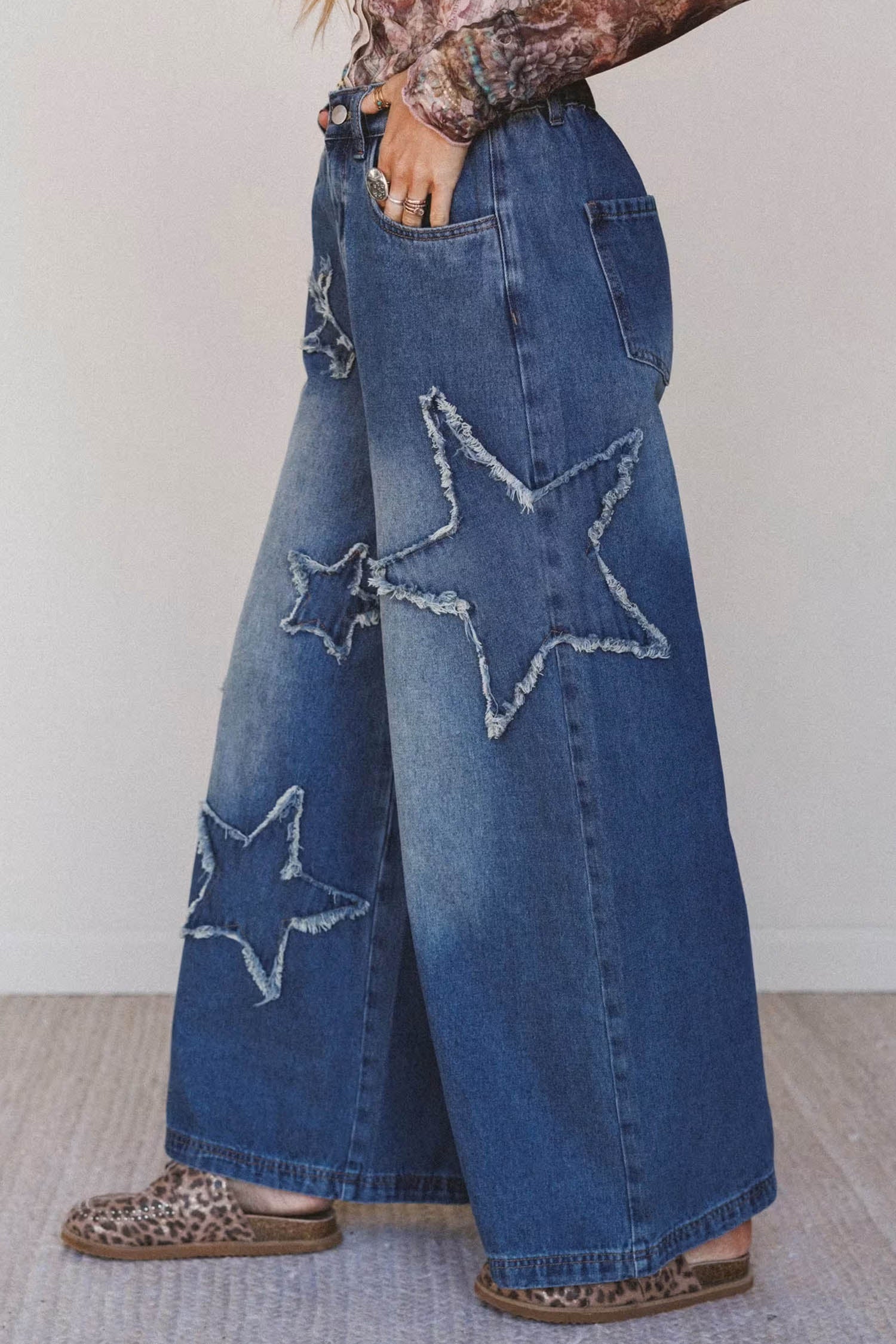 Ashleigh Blue Star Decorated Wide Leg Jeans