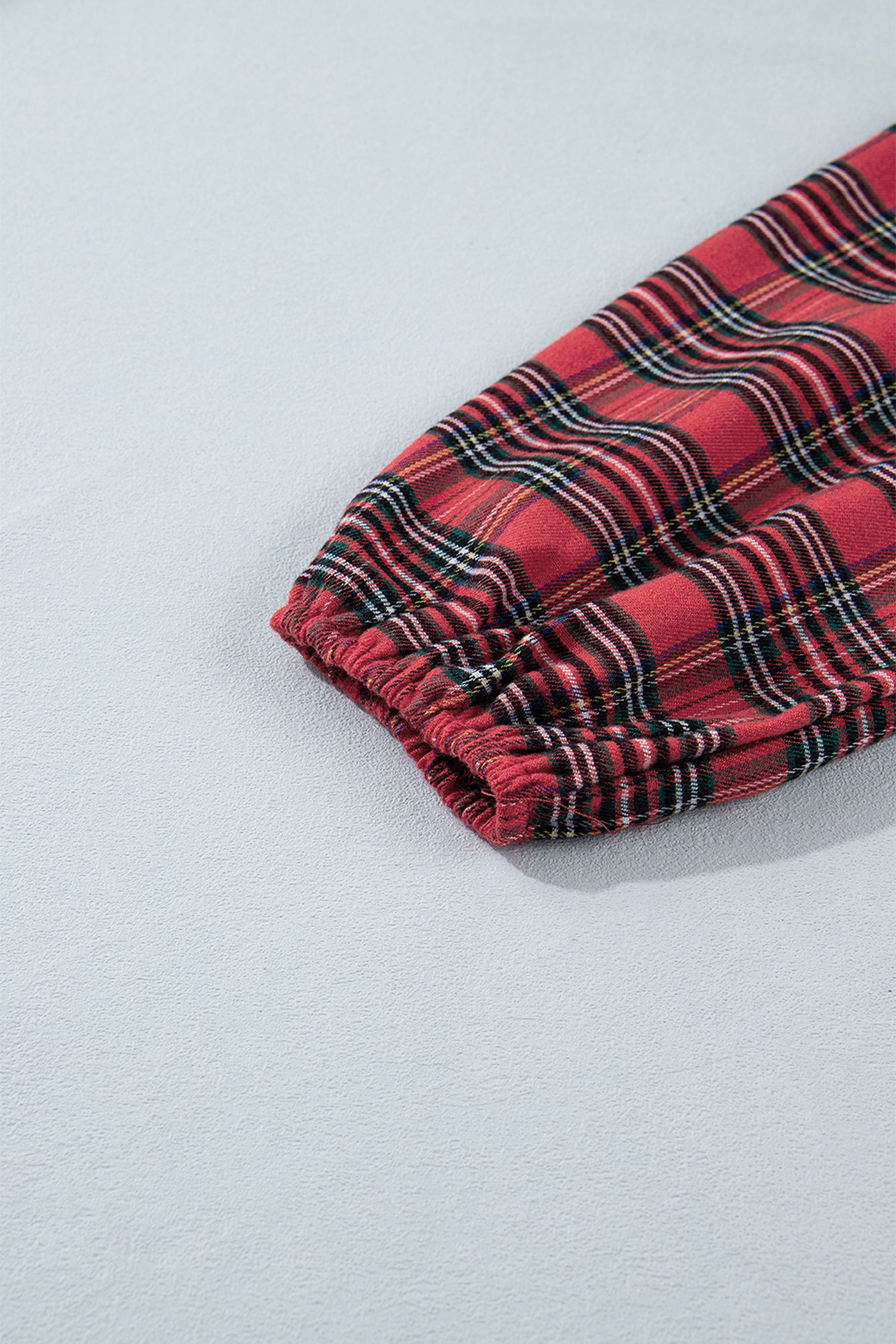 Red Plaid Tie Front Long Sleeve Short Shift Dress