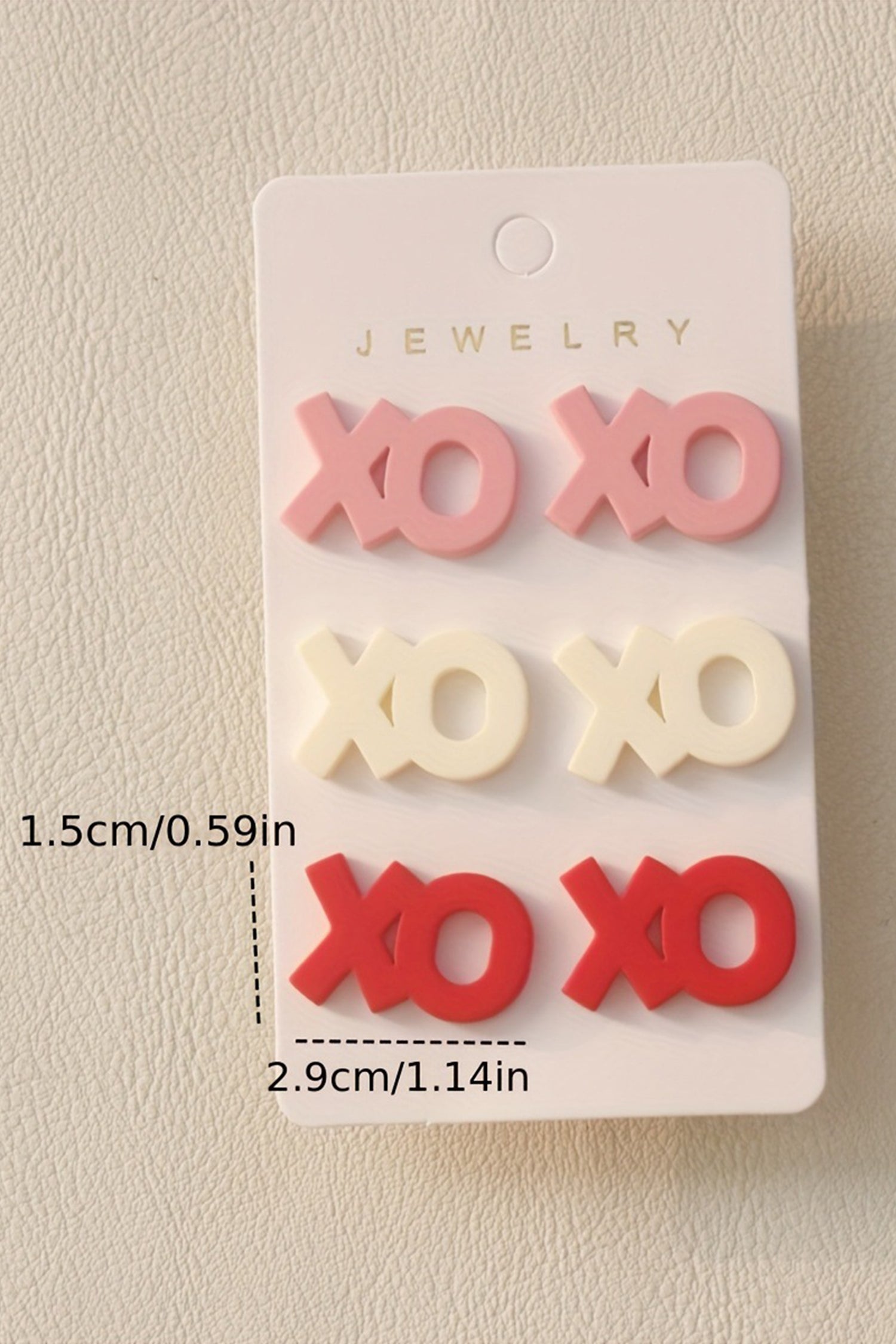 Pink 3 Pairs Different Colors XOXO Earrings