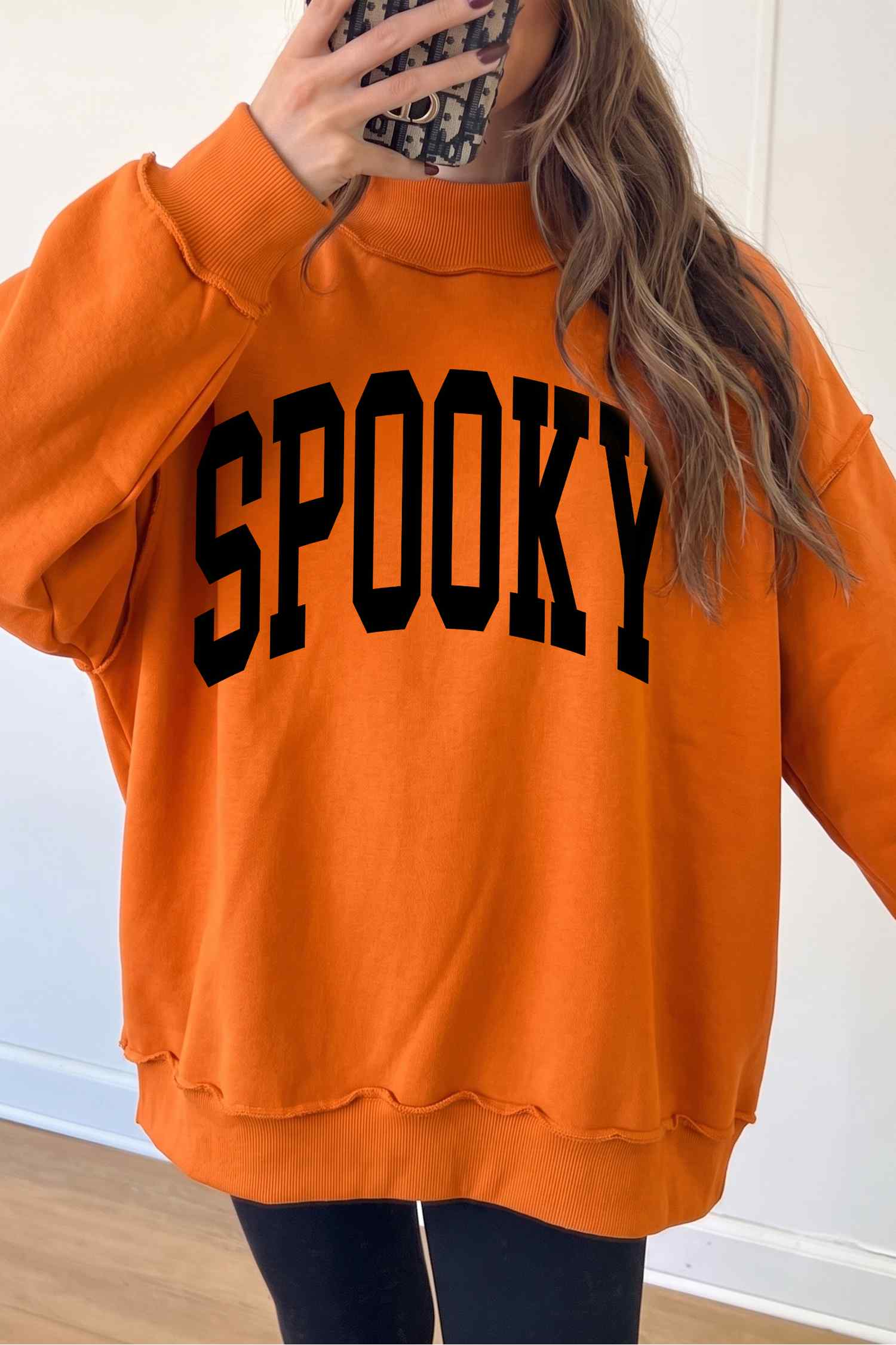 Carrot Oversize Halloween Print Mock Neck Reversible Sweatshirt