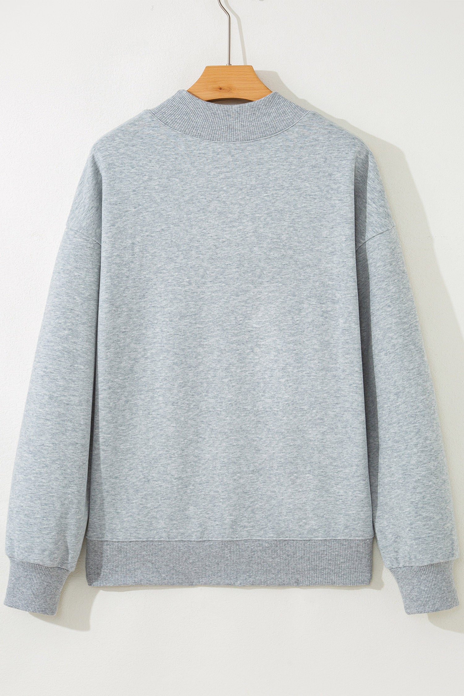 Gray Sequin Halloween Pumpkin Face Mock Neck Sweatshirt