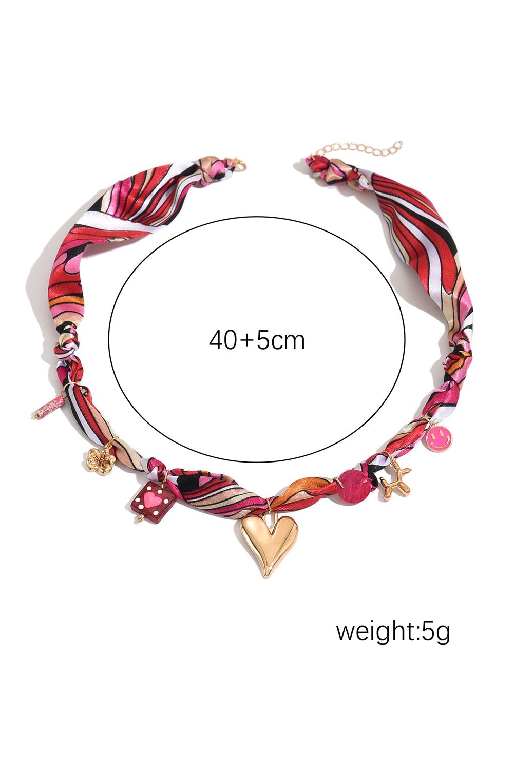 Strawberry Pink Valentines Multi Detail Knot Scarf Necklace