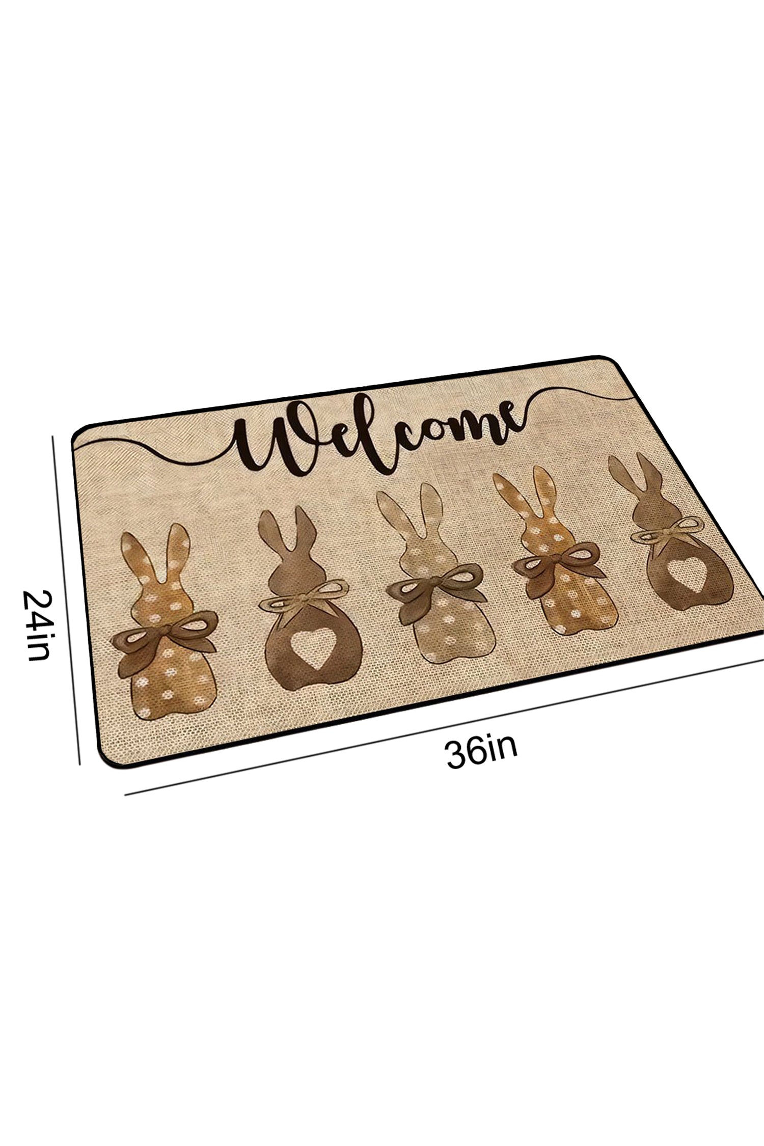 Light French Beige Easter Themed Rabbit Welcome Doormat