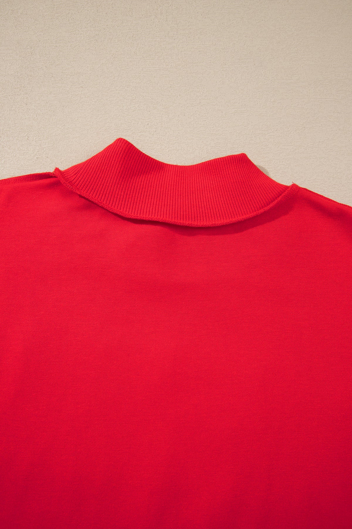 Fiery Red Embroidered Merry Slogan Stand Neck Long Sleeve Shift Sweatshirt