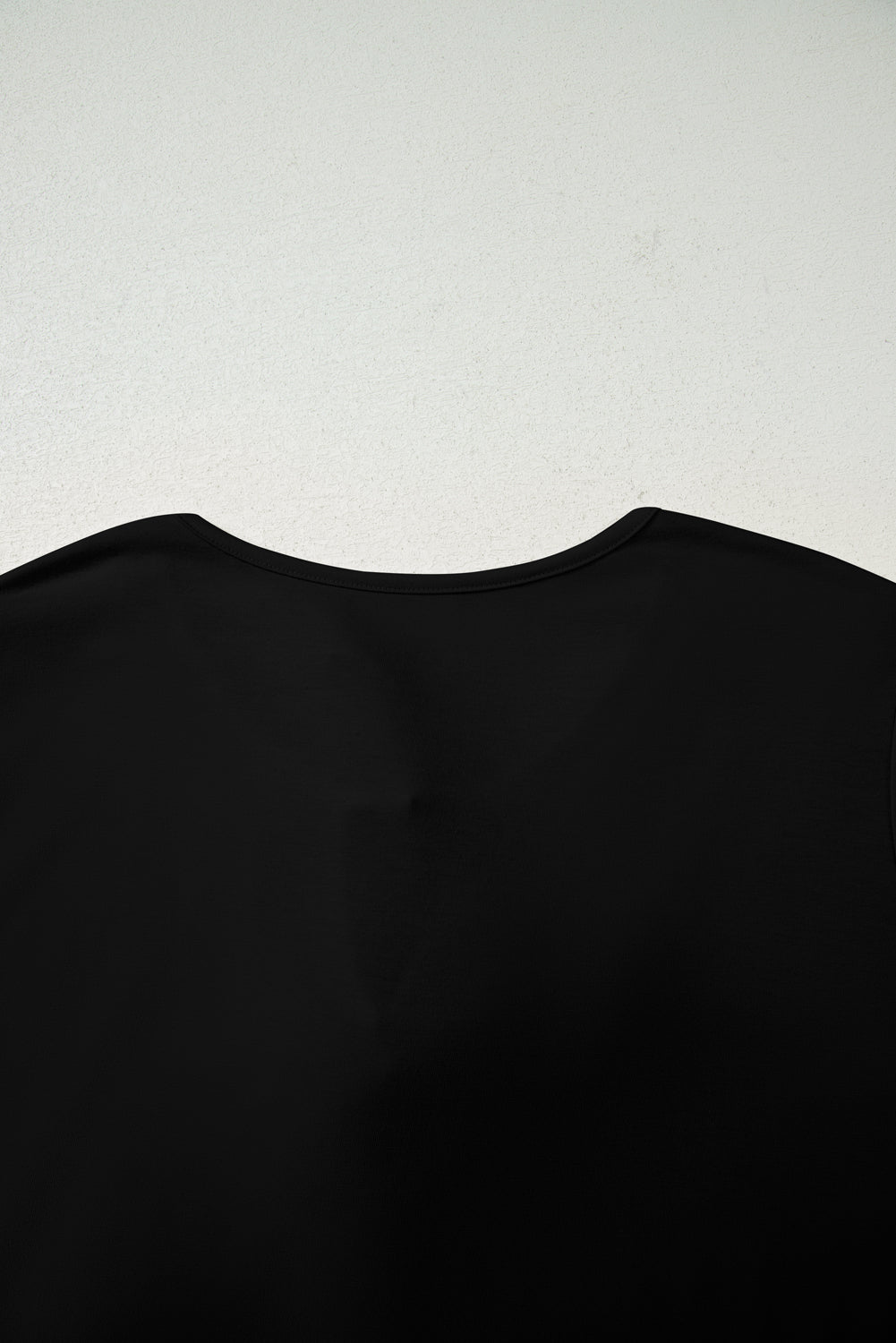 Black Solid Color Bow Tie Front Long Sleeve Plus Size Peplum Blouse