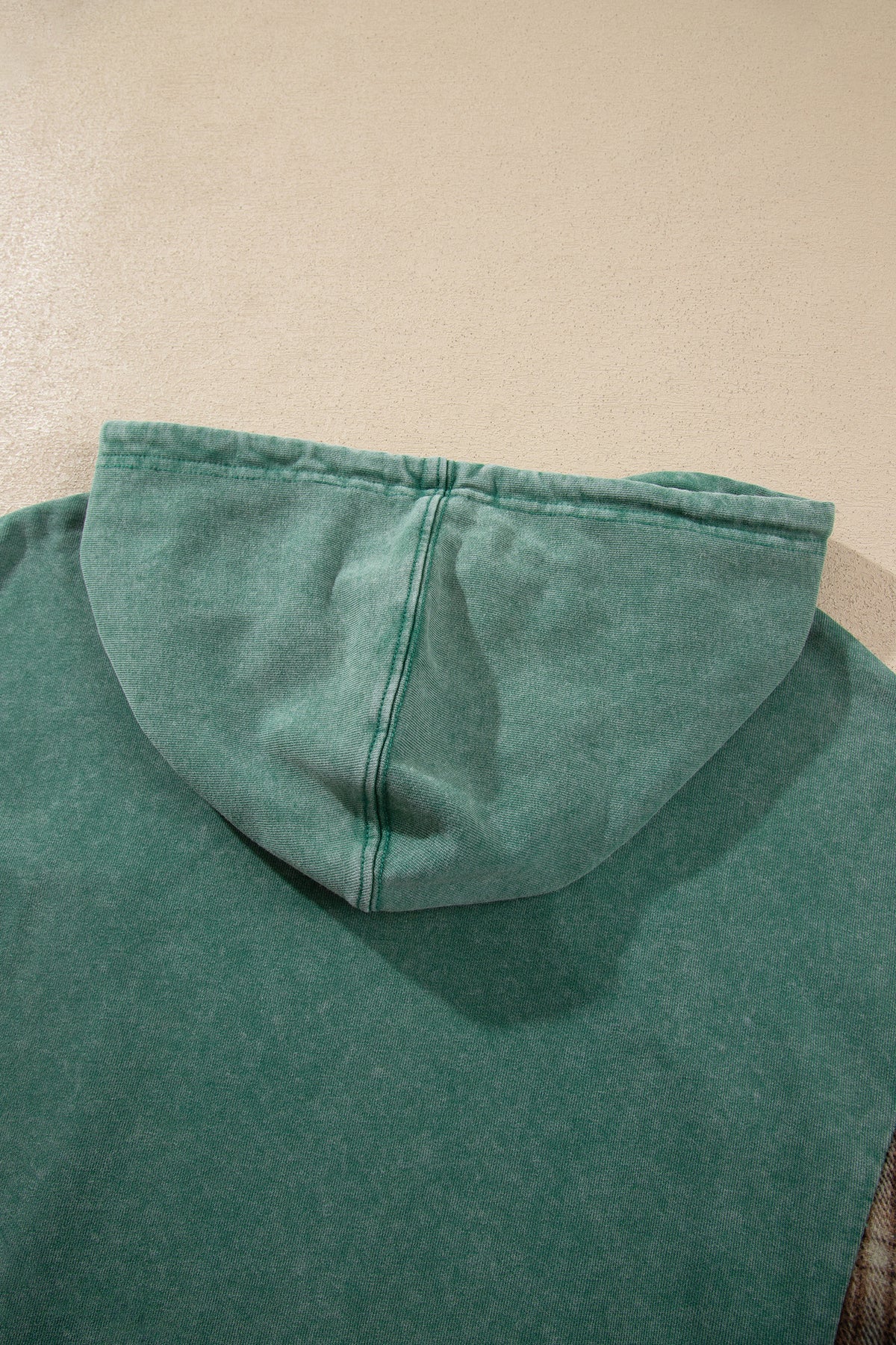 Smoke Green Plaid Colorblock Hoodie