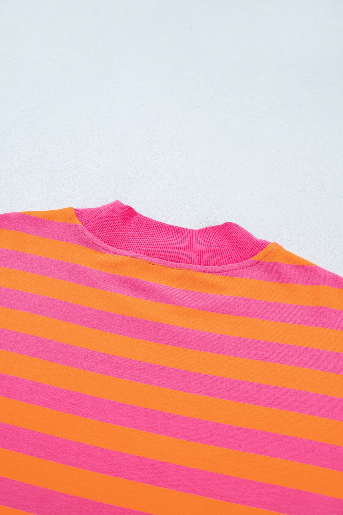 Orange Stripe Color Block Patchwork Mock Neck Pullover Drawstring Mini Skort Set