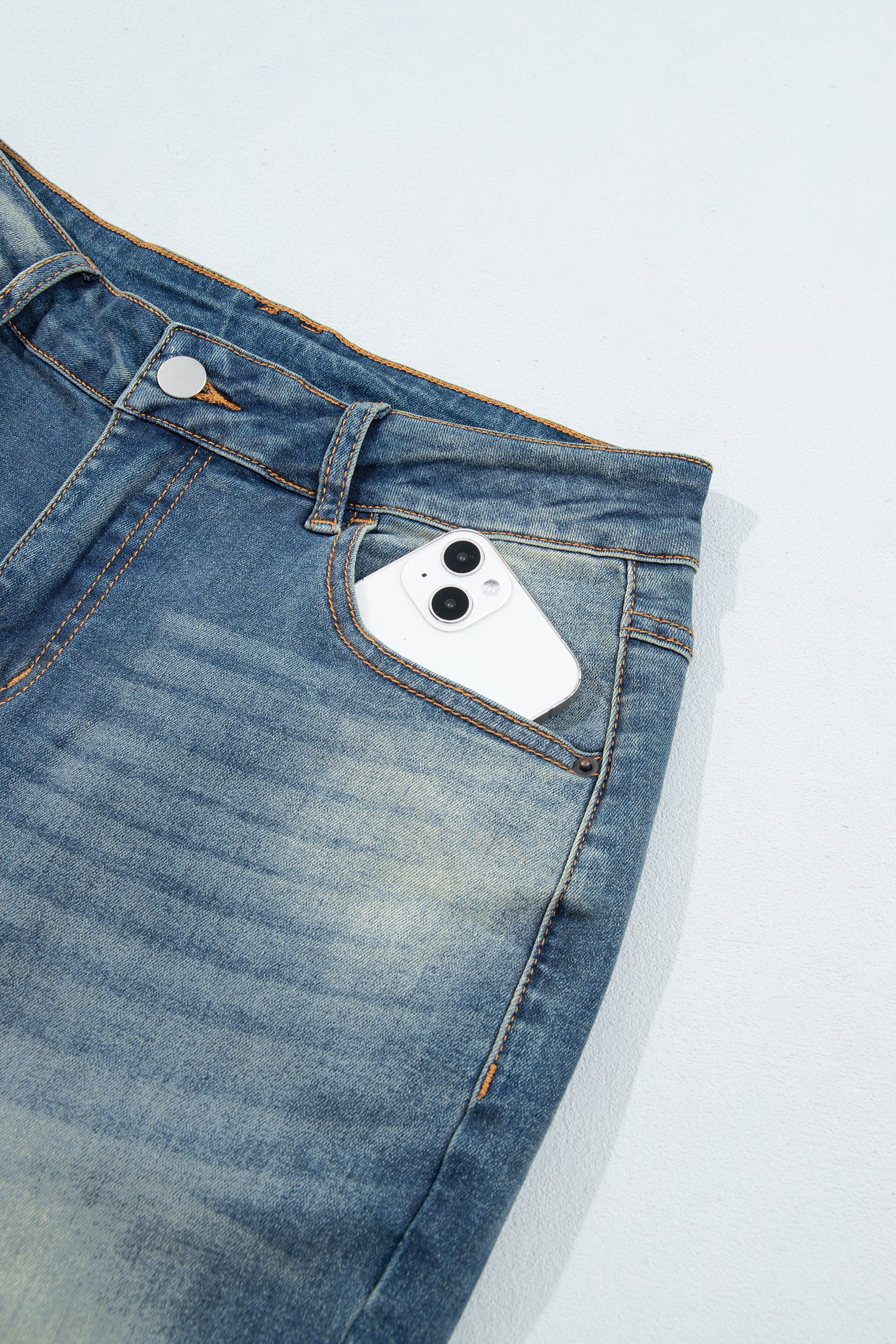 Sail Blue Pocket Detail Flare Leg Jeans