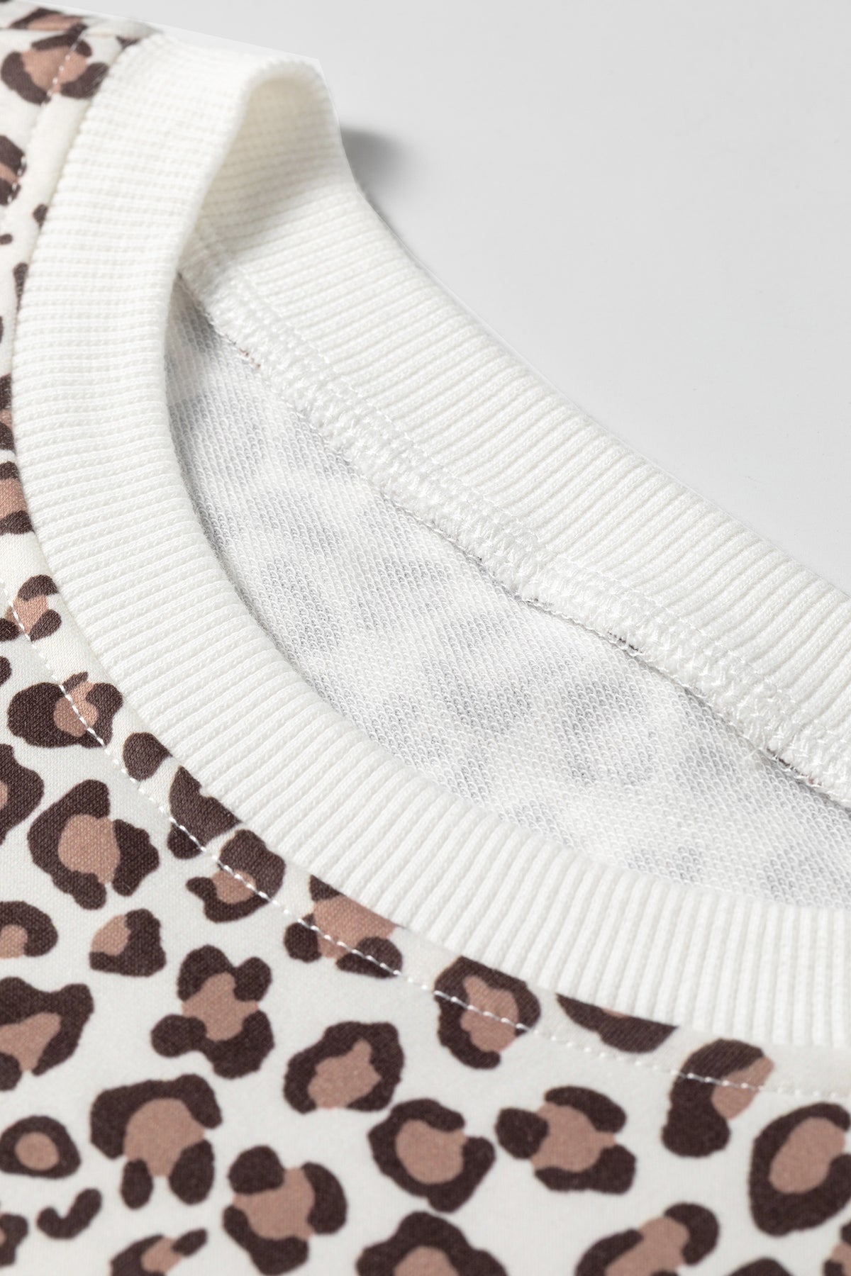 Khaki Leopard Print Embroidery Colorblock Details Pant Set