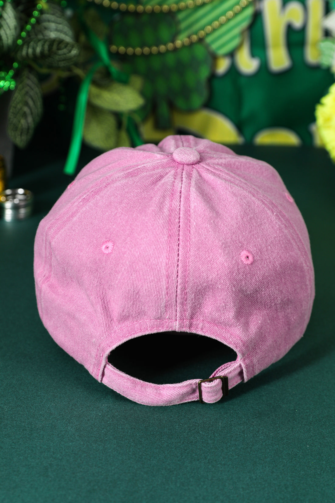 Pink St Patricks Shamrock Embroidered Baseball Cap