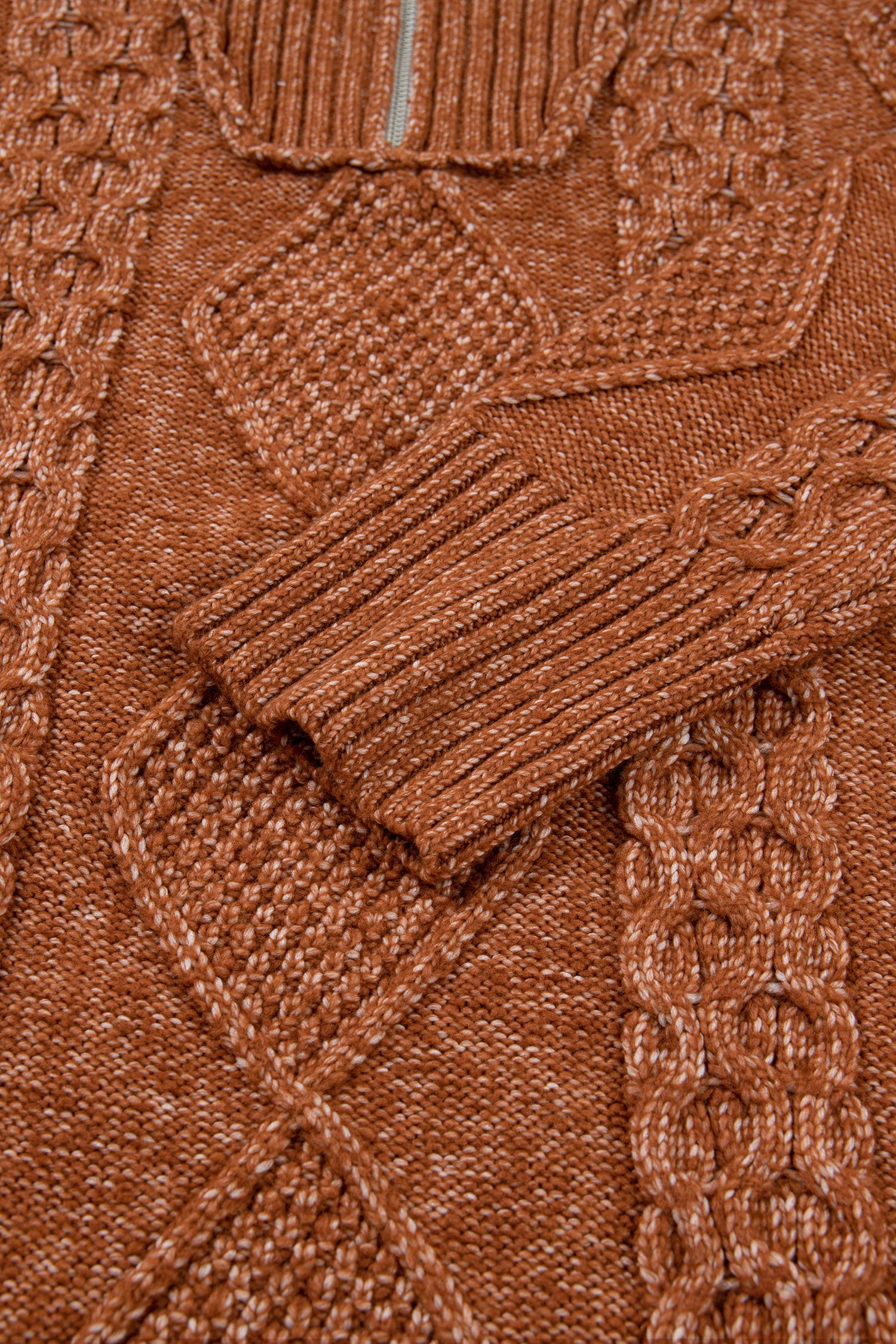 Clay Zip-Up Cable Knit Drop Shoulder Sweater Dress