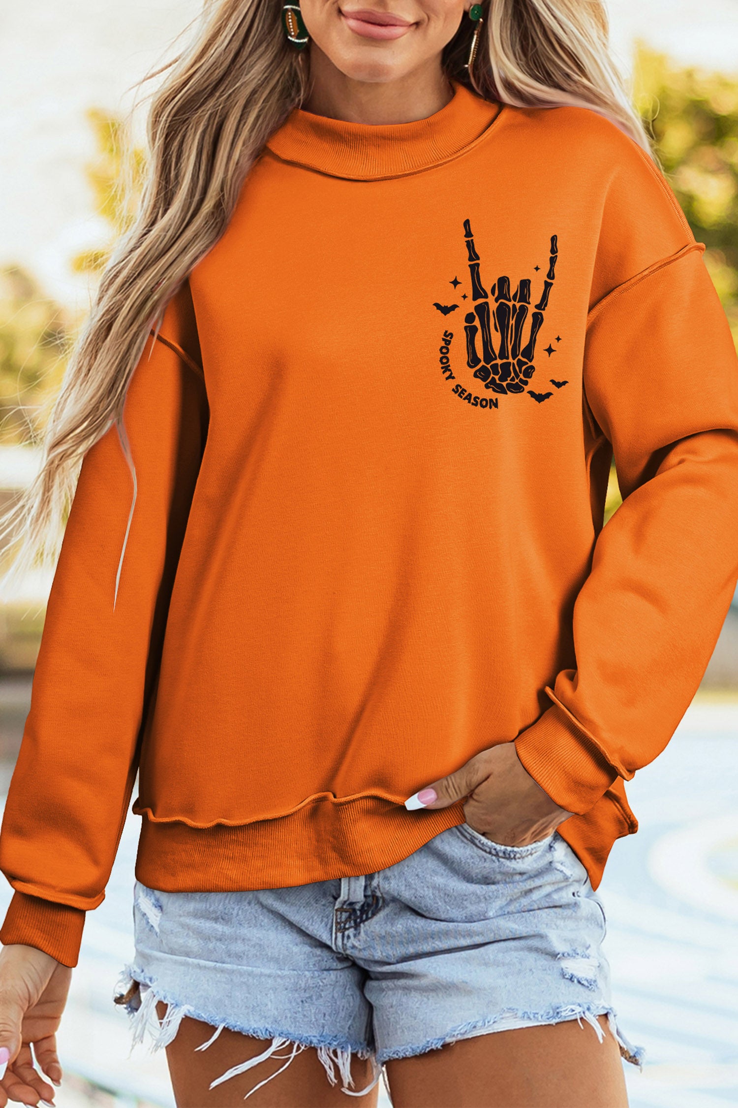 Carrot Spooky Season Mock Neck Halloween Sweatshirt