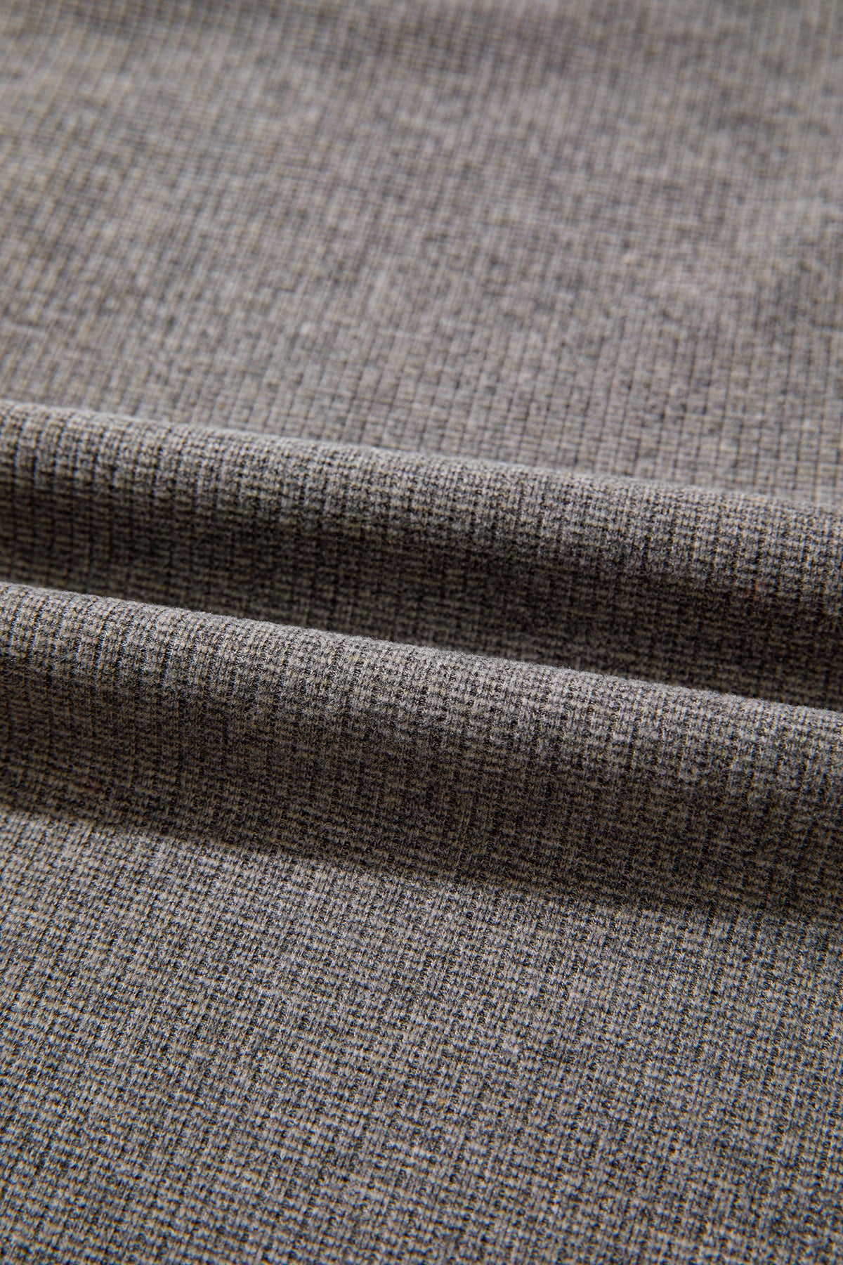 Medium Grey Solid Color Ribbed Lace Trim V-Neck Button Detail Long Sleeve Top