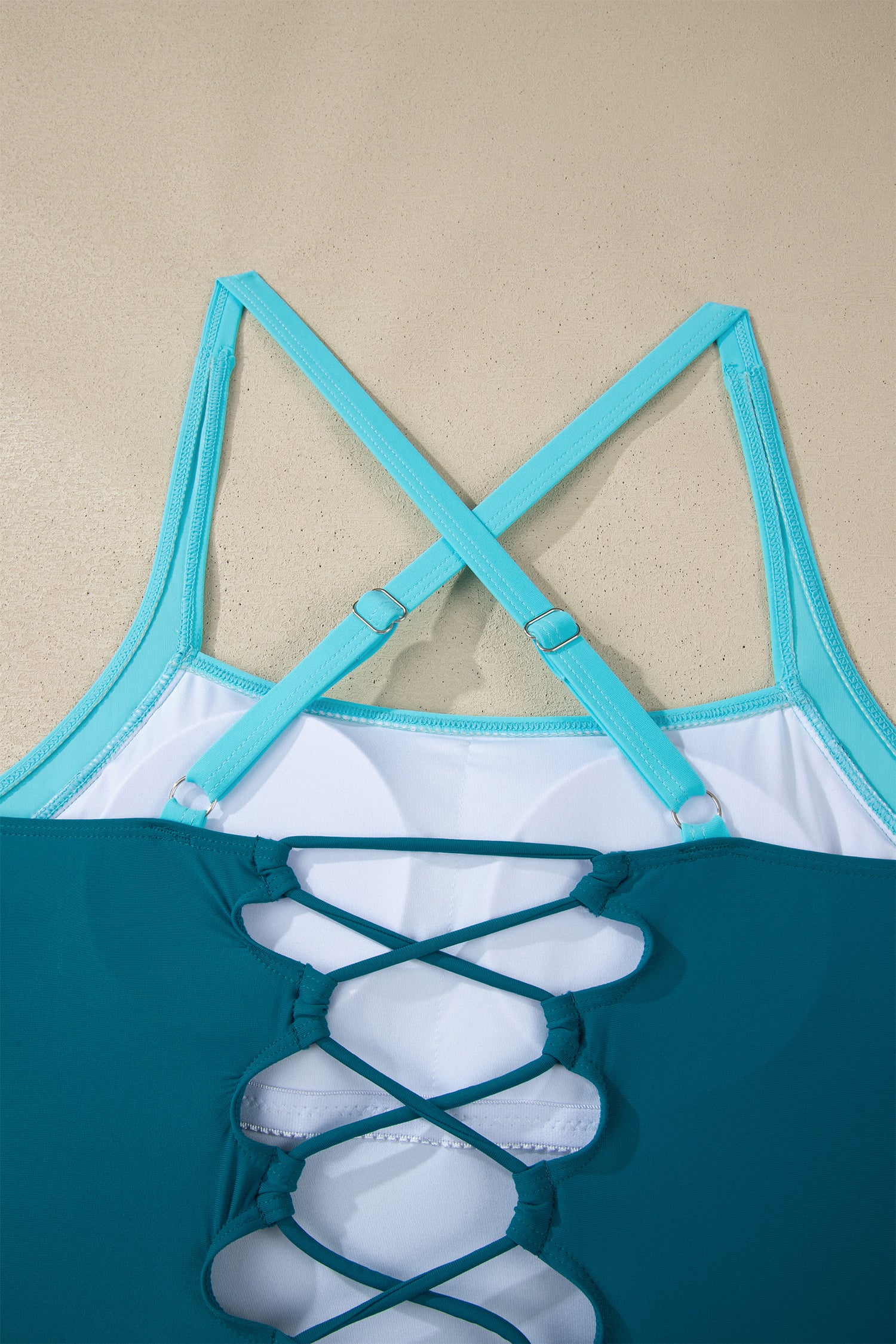 Skobeloff Contrast Trim Adjustable Straps Lace-up One Piece Swimsuit