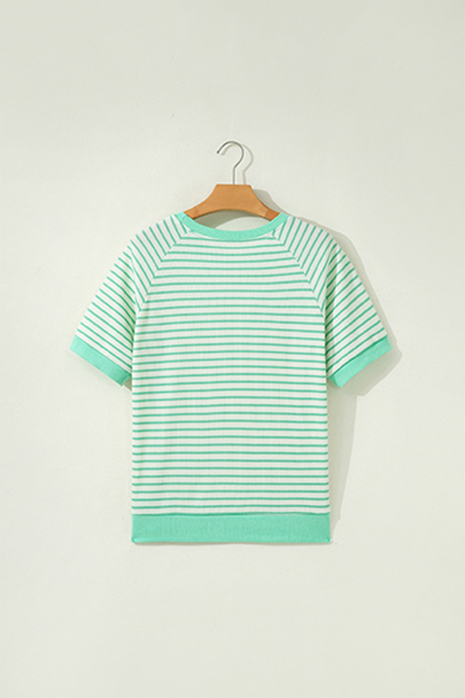 Green Stripe Casual Mallard Duck Raglan Graphic T-Shirt