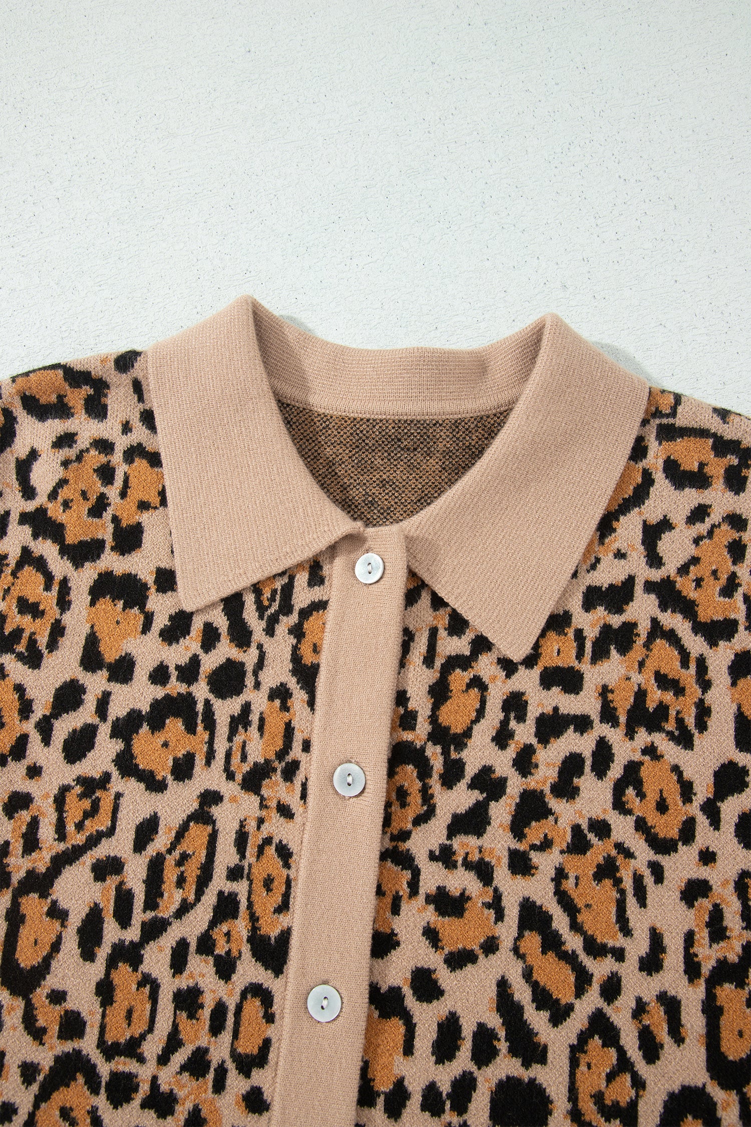 Brown Leopard Print Button-Up Cardigan Long Sleeve Cardigans