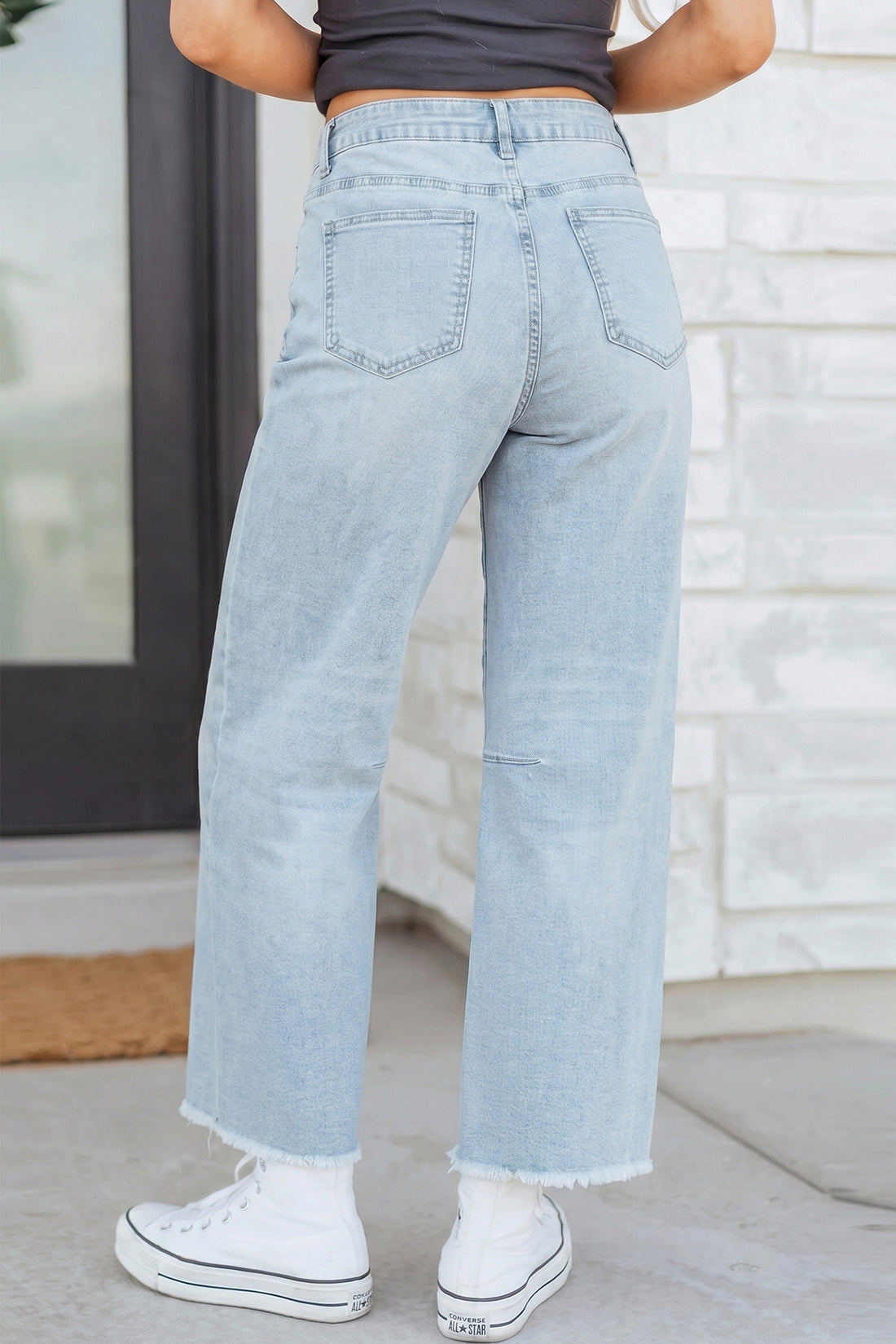Beau Blue Sequin Rugby Bow Graphic Raw Hem Shift Jeans