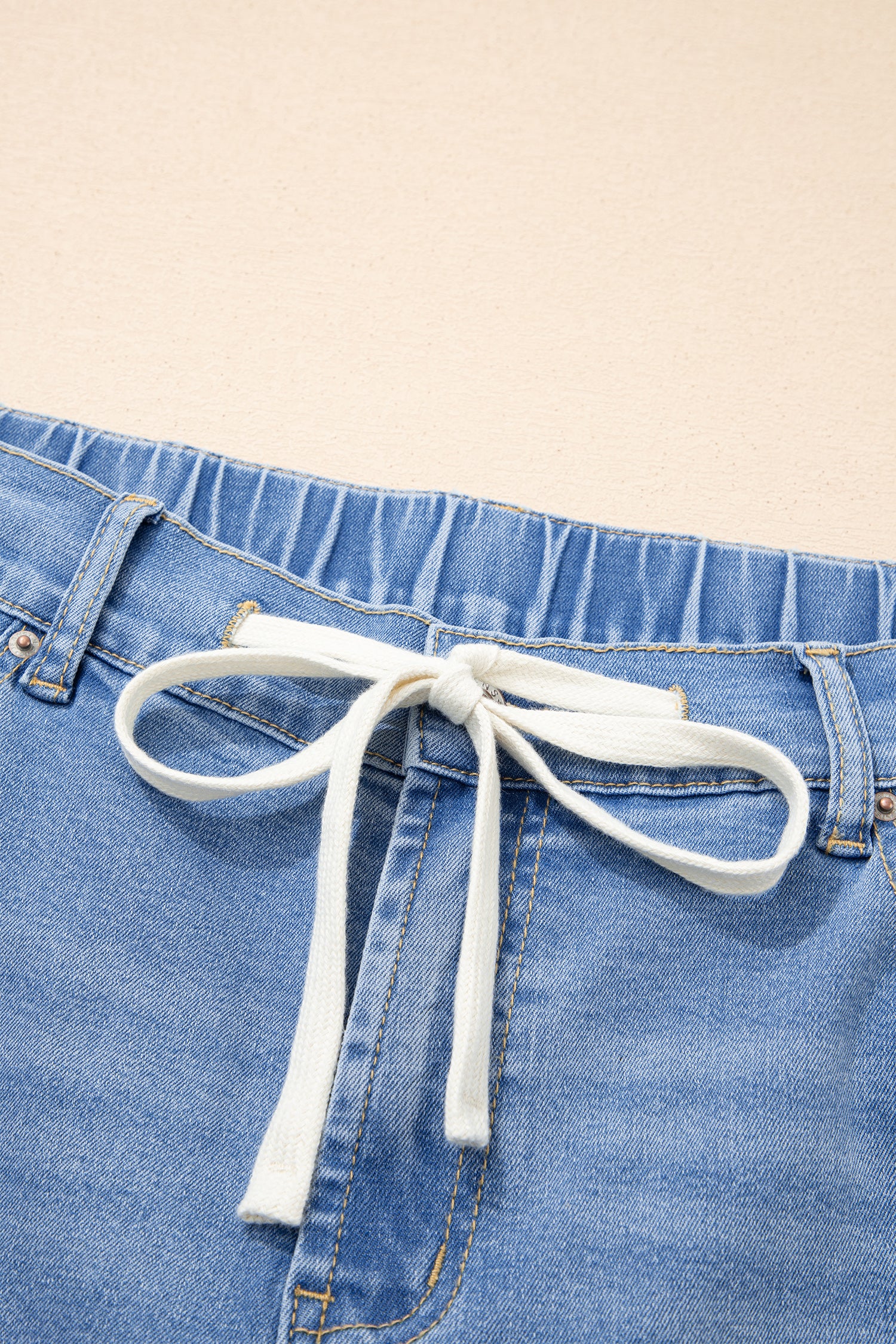 Iceland Blue Acid Wash Contrast Lace-up Plus Size Jeans
