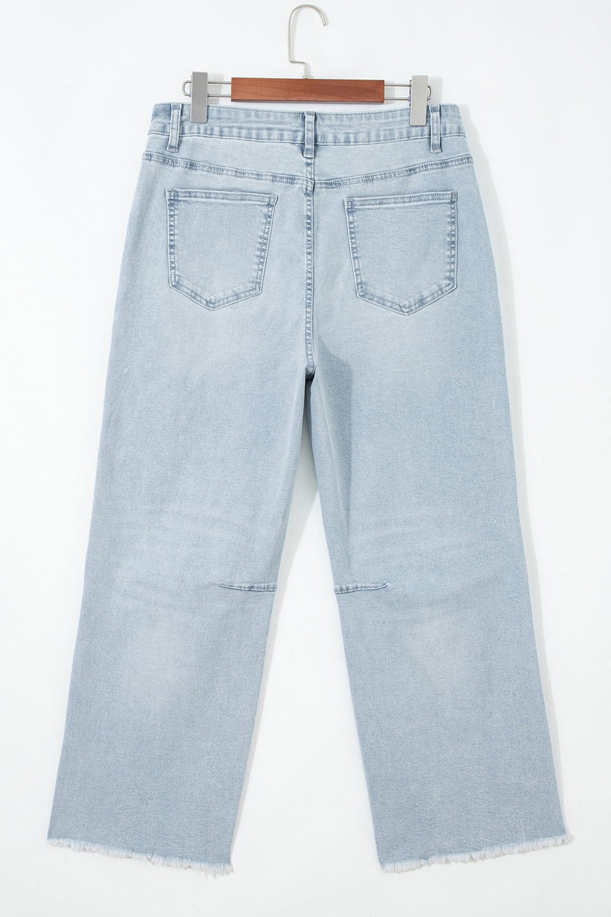Beau Blue Sequin Christmas Tree Ankle Straight Jeans with Patched Pockets