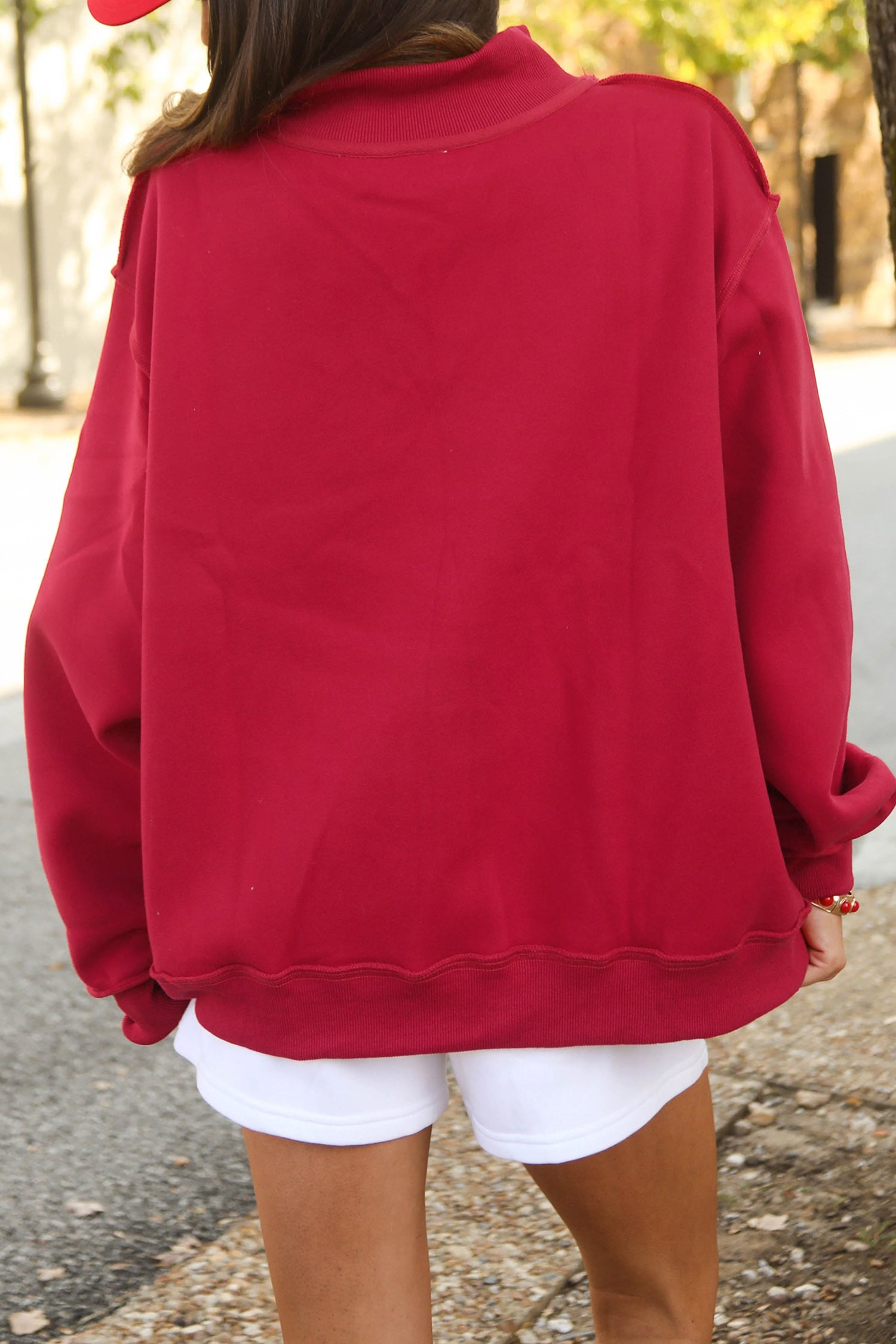 Racing Red Game Day Slogan Double Side Printed Reversible Baggy Sweatshirt