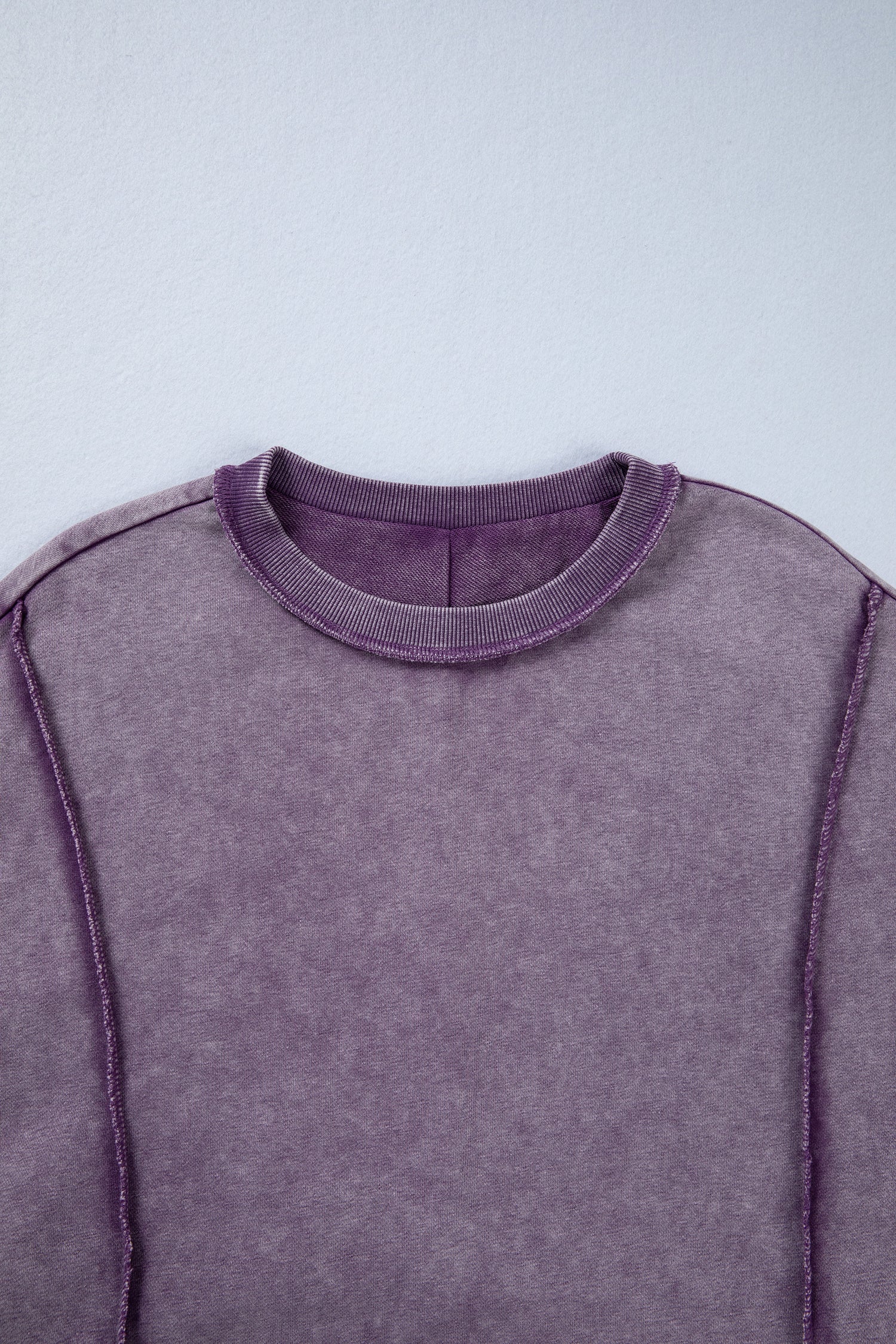 Valerian Mineral Wash Exposed Seam Side Slit Sweatshirt