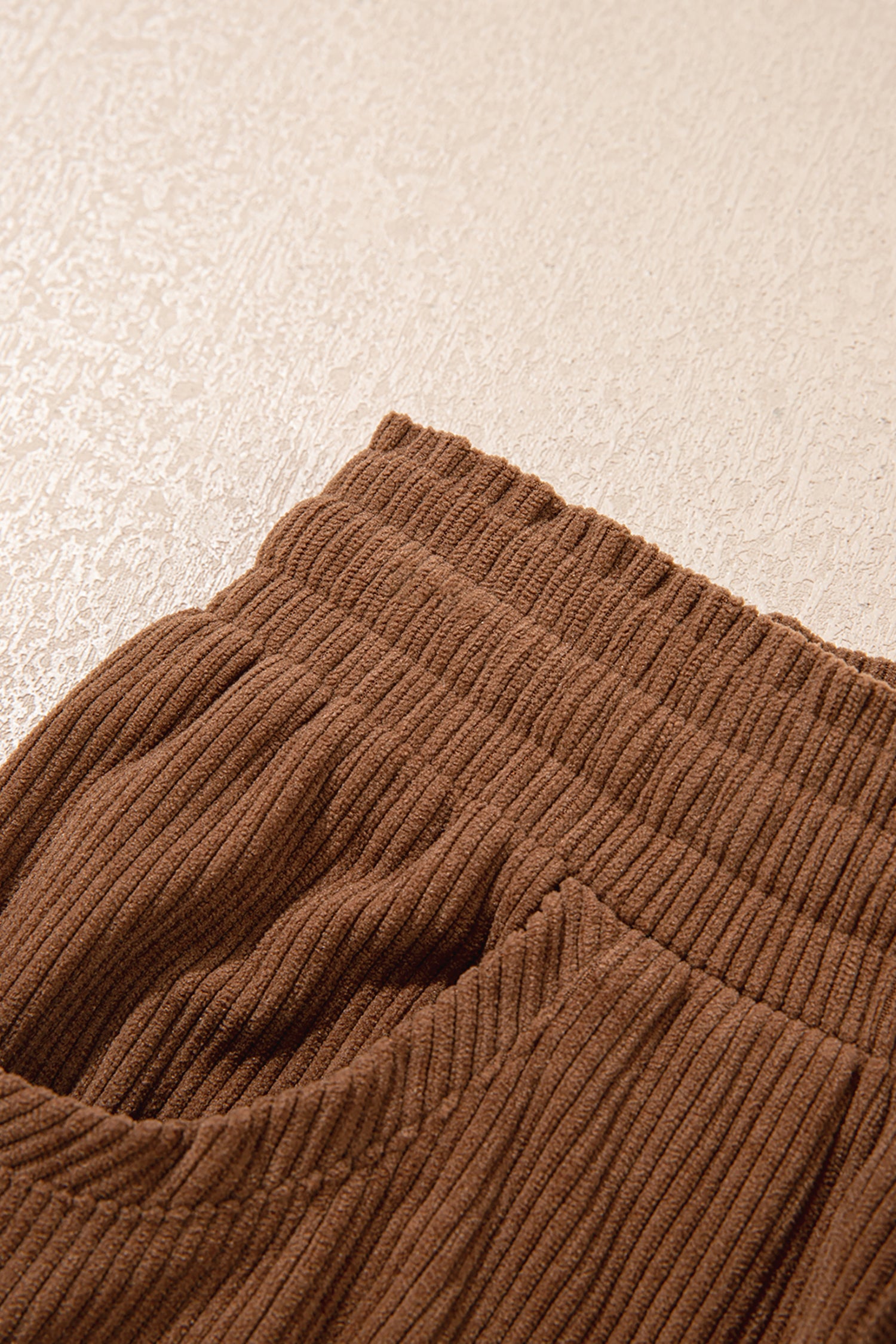Coffee Corduroy Elastic Waist Drawstring Cargo Pants