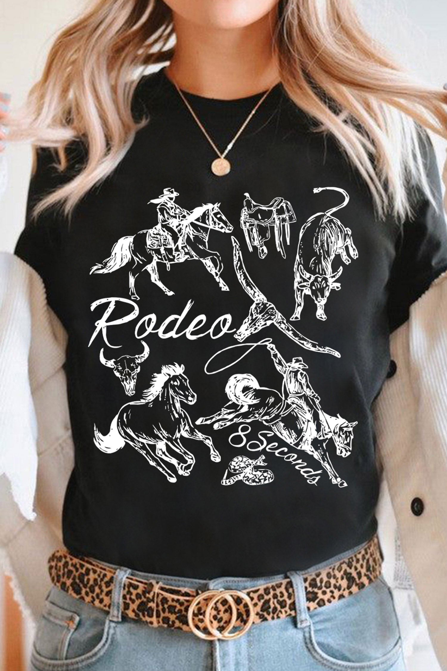 Black Rodeo 8 Seconds Western Graphic T Shirt