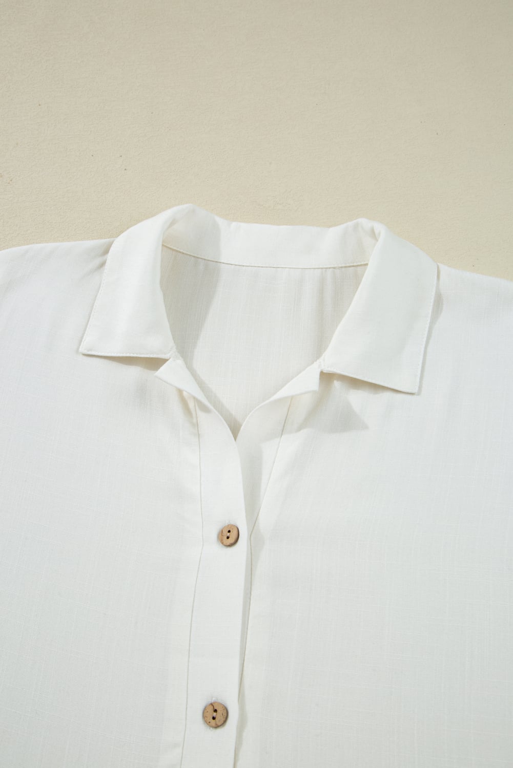 White Ruffle Elastic Cuffs Puffy Long Sleeve Button Down Shirt