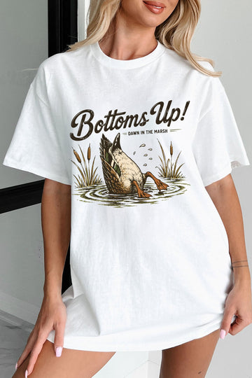White Funny Duck Bottoms Up Graphic Tunic Tee