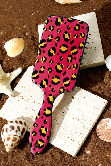 Strawberry Pink Leopard Print Long Handle Air Cushion Comb