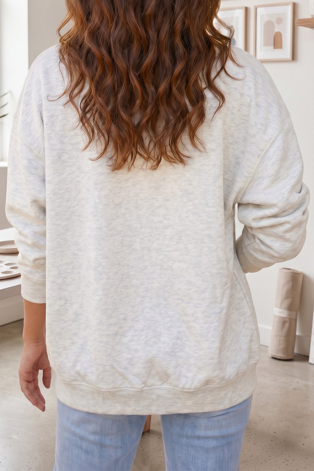 Light Grey Sequin Turkey Graphic Casual Pocketed Open Front Sweatshirt
