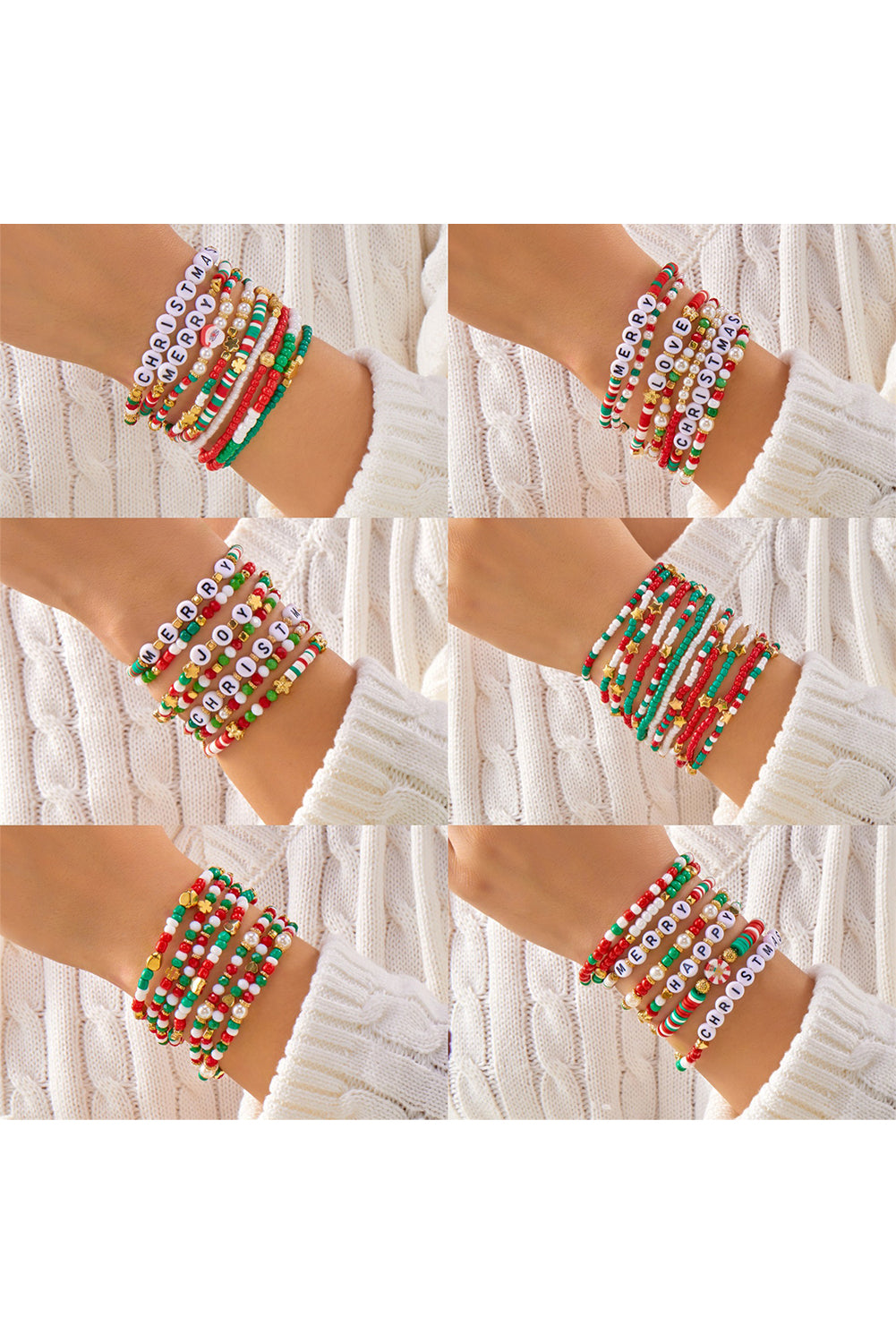 Gold Plated Star Colorful Beads Christmas Fashion Bracelet Set