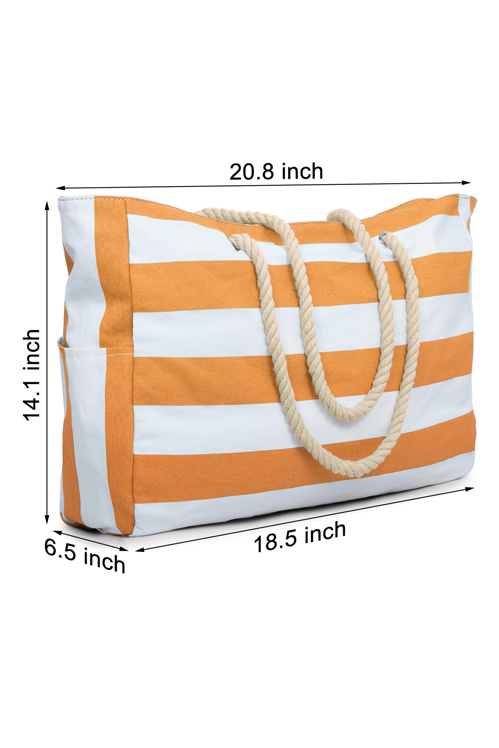 Carrot Striped Waterproof Canvas Large Capacity Tote Bag