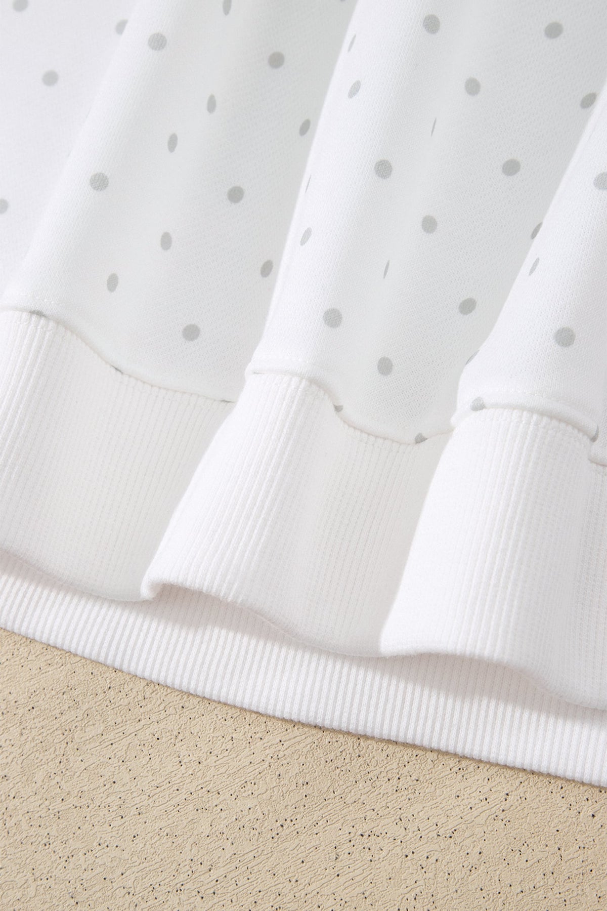 White Polka Dot Print Side Stripe Detail Casual Sweatshirt 2pcs Short Set