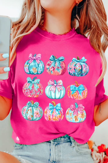 Rose Red Floral Pumpkin Graphic Thanksgiving T-Shirt