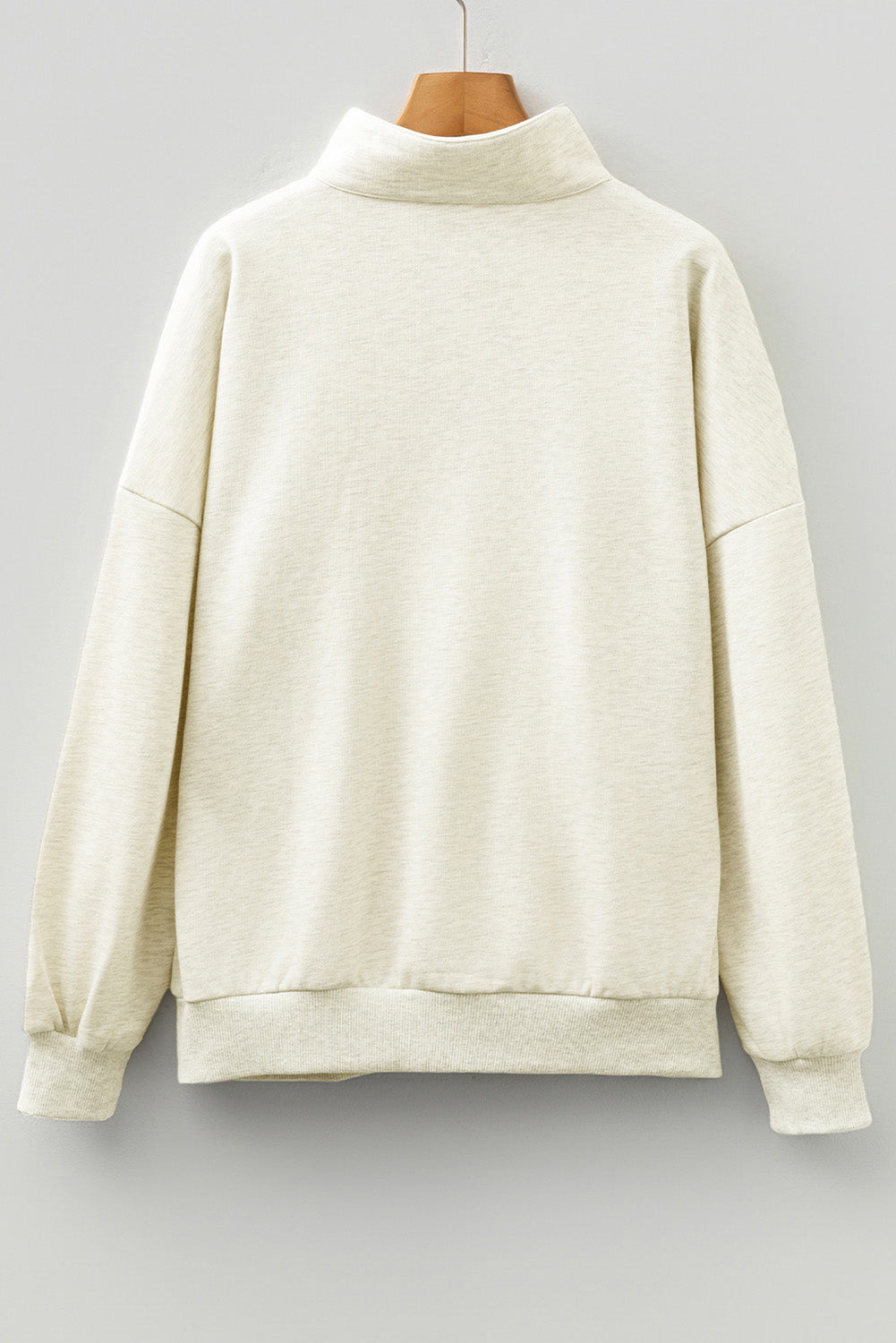 Light Grey Sequin Candy Canes Contrast Collar Patchwork Loose Sweatshirt