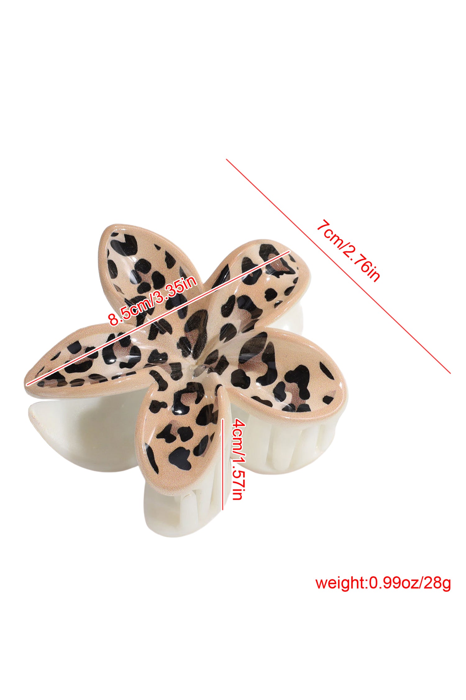 Khaki Leopard 3D Flower Hair Claw Clip