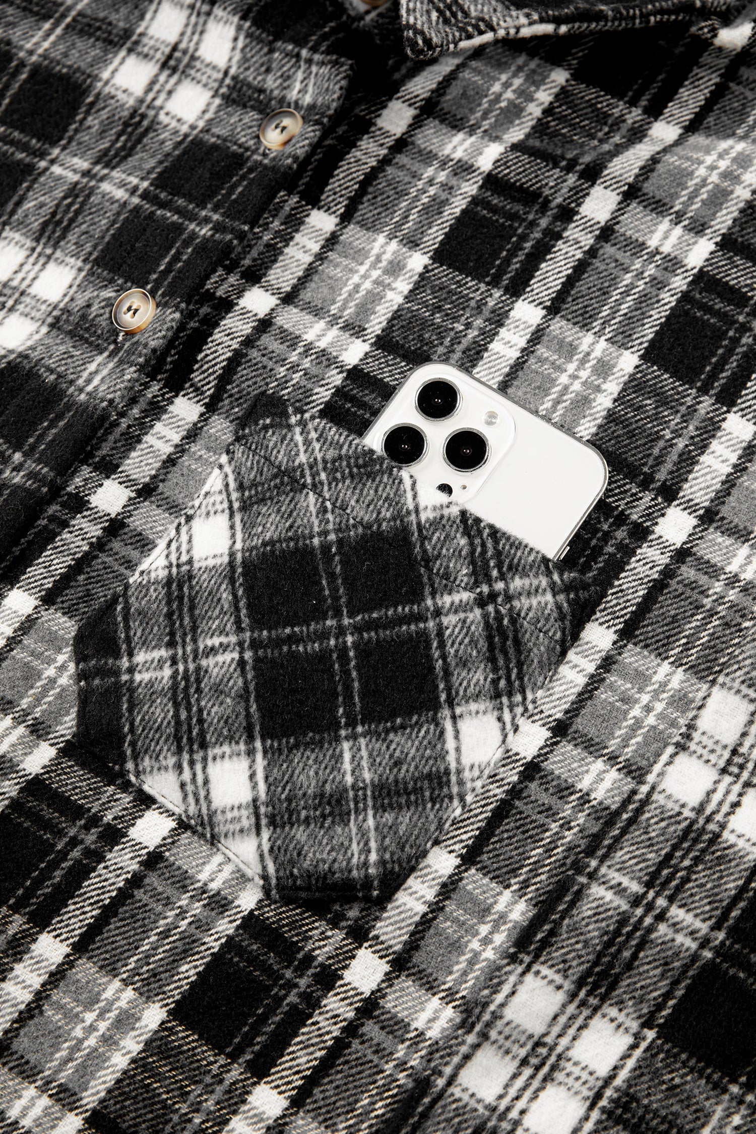 Black Plaid Long Sleeve V Neck Shift Plus Size Shirt Jacket