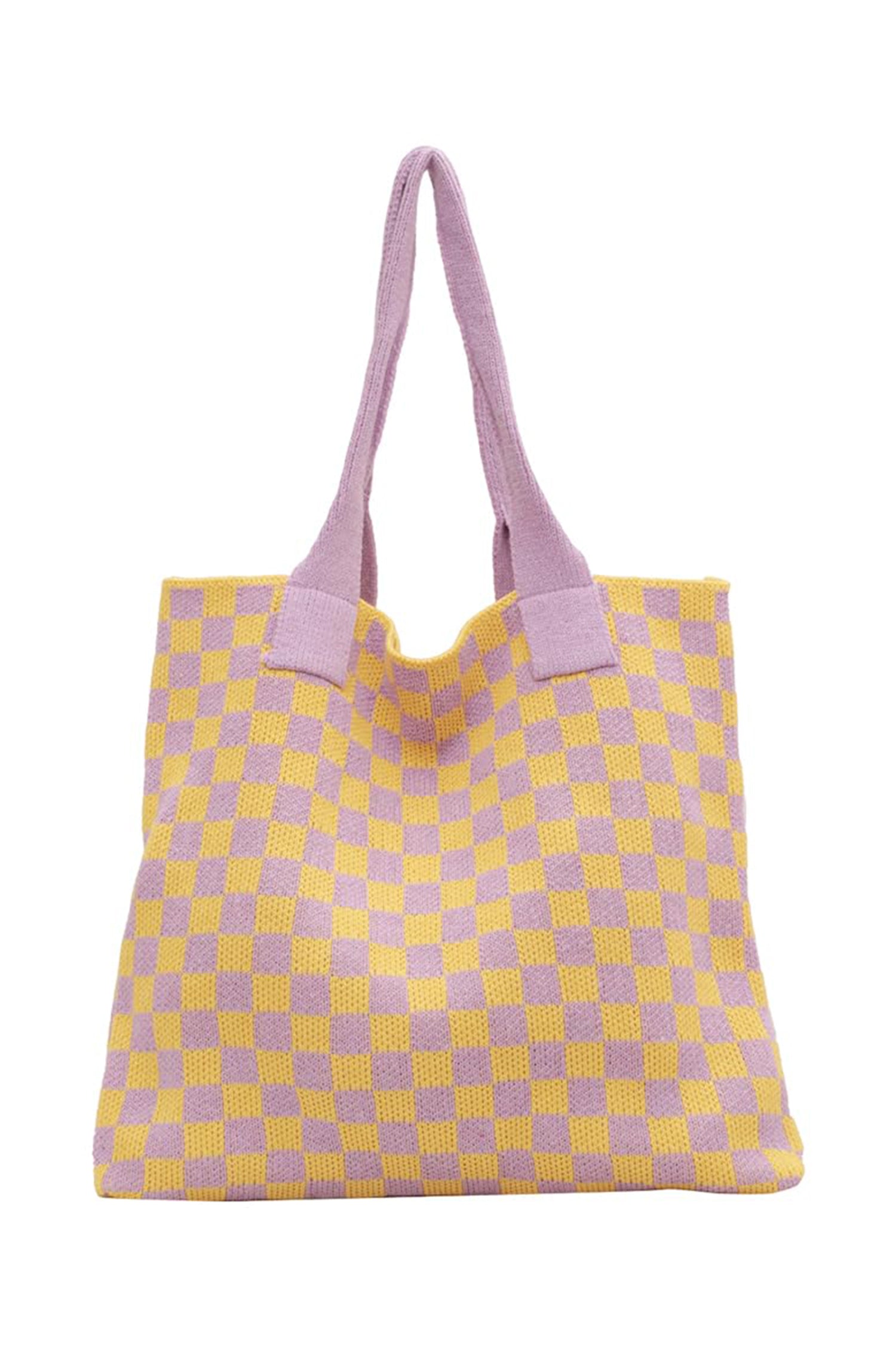 Ginger Checkered Knit Eco-Friendly Tote Bag