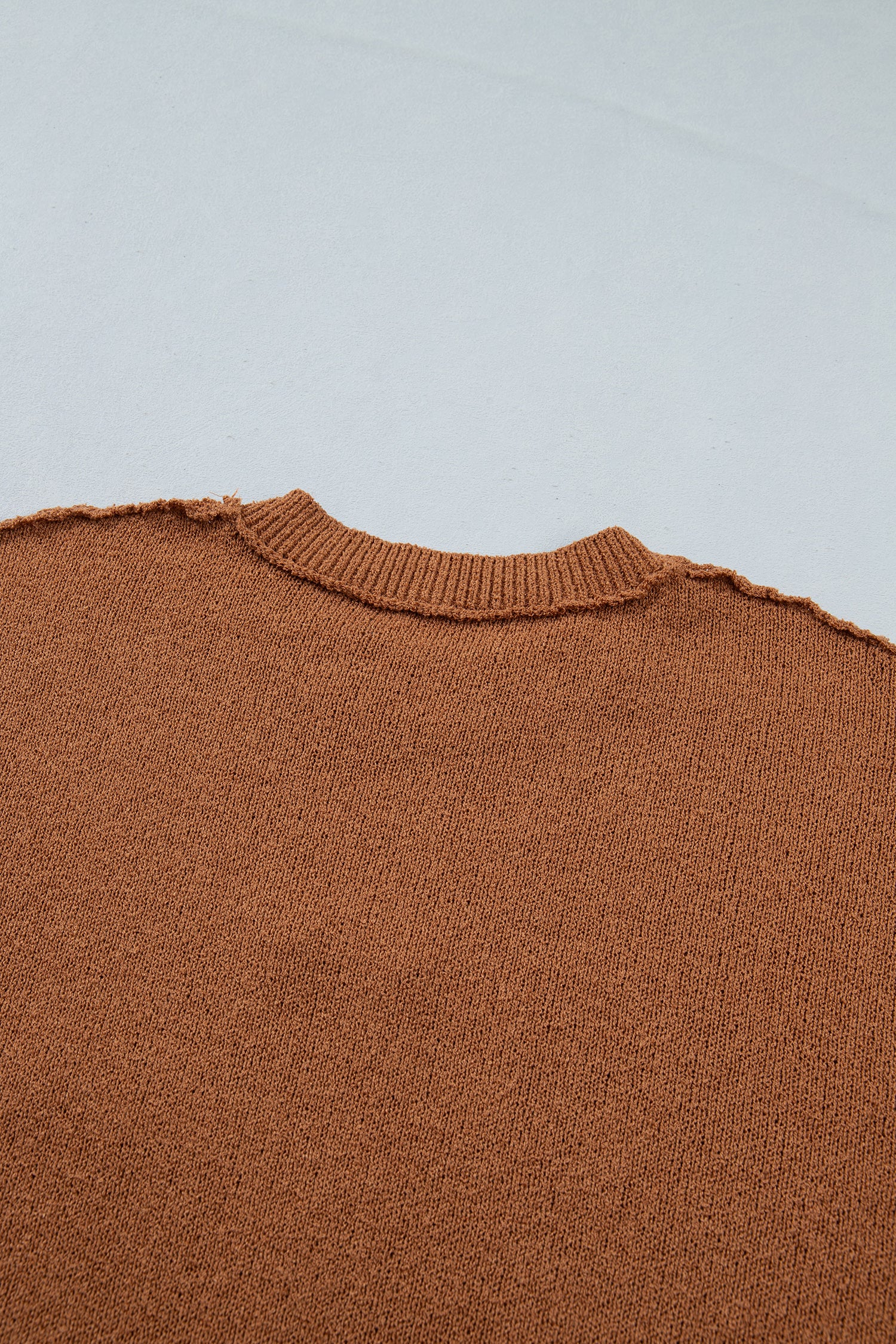 Brown Oversized Drop Shoulder Round Neck Christmas Sweater