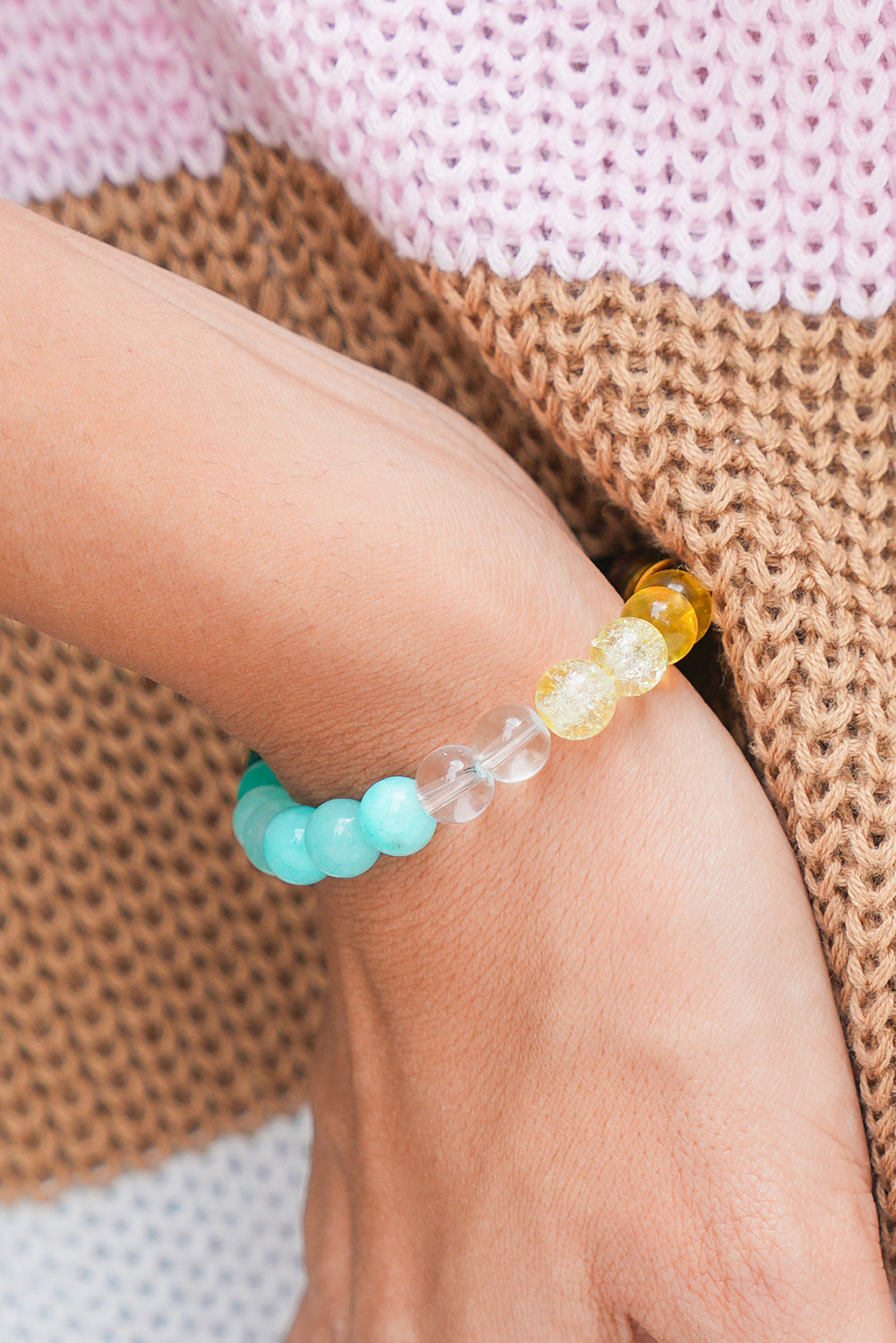 Canton Vintage Crystal Beaded Elastic Bracelet